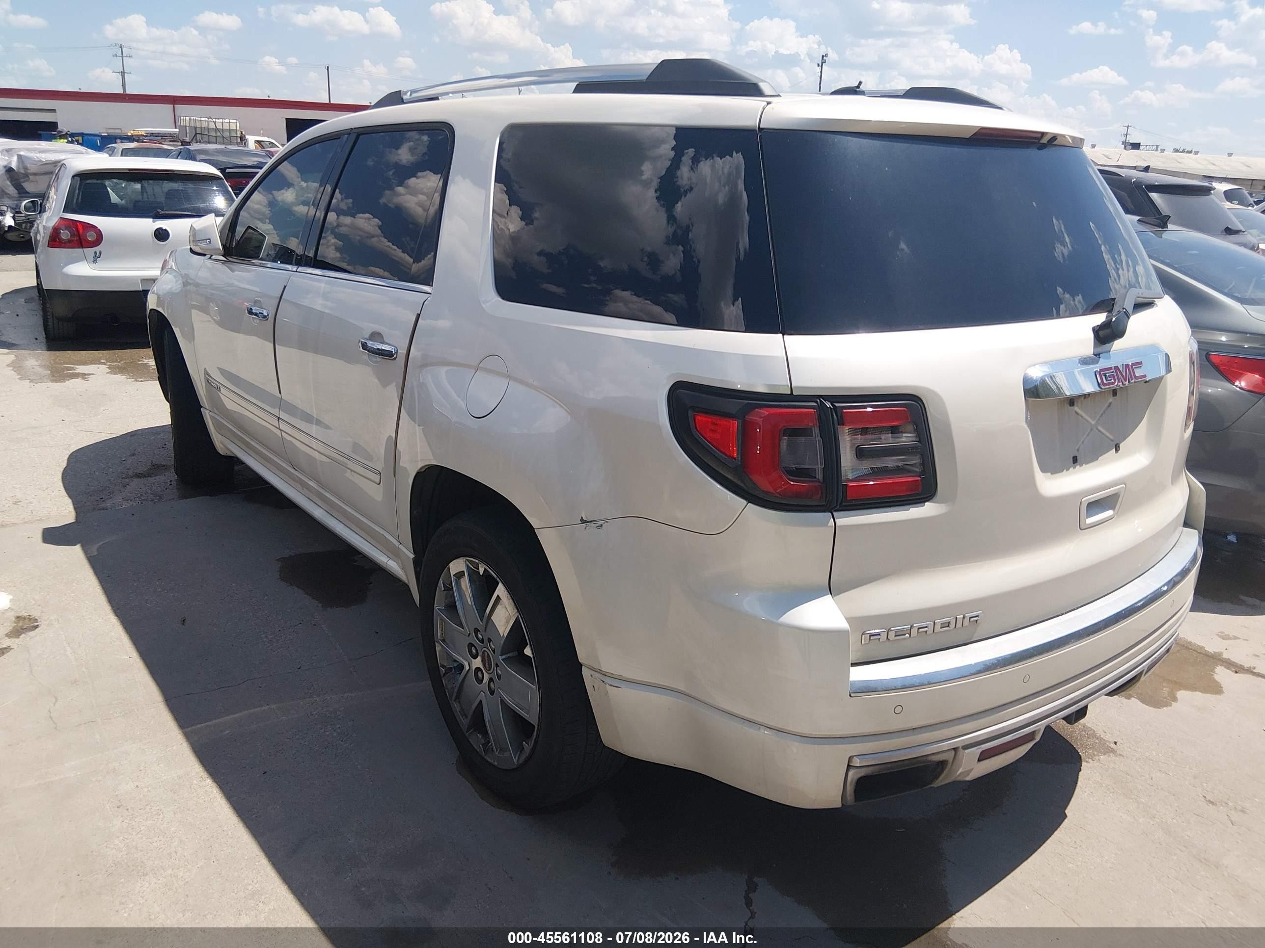 2013 Gmc Acadia Denali White vin: 1GKKRTKD9DJ159586