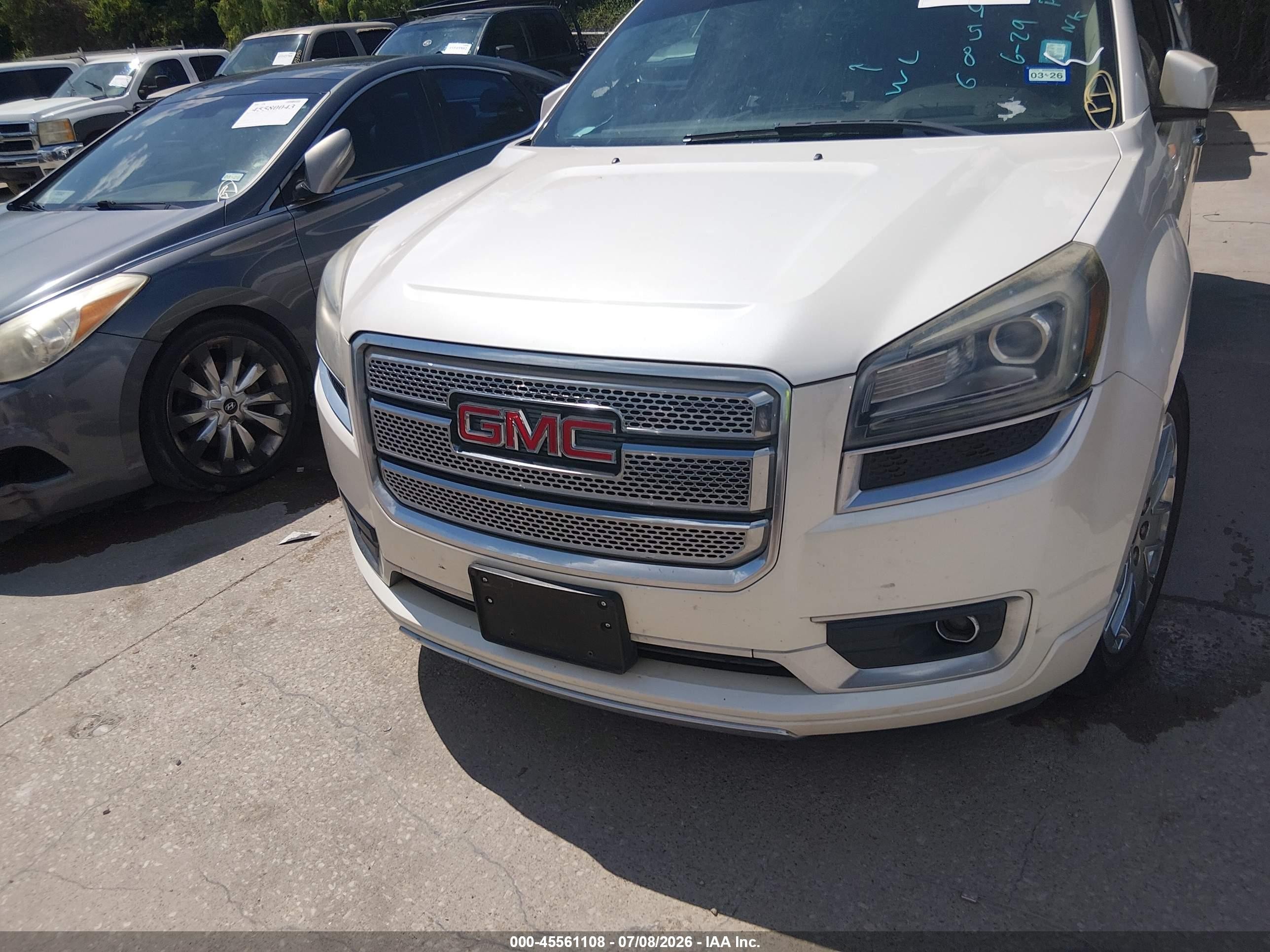 2013 Gmc Acadia Denali White vin: 1GKKRTKD9DJ159586
