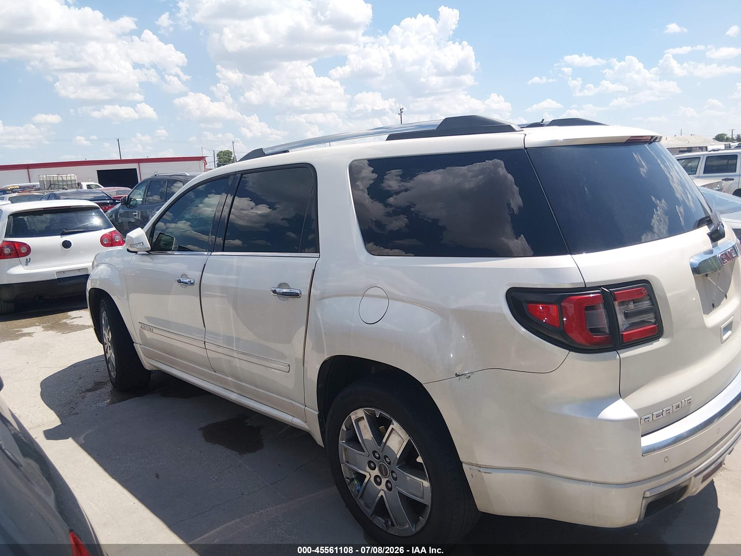 2013 Gmc Acadia Denali White vin: 1GKKRTKD9DJ159586