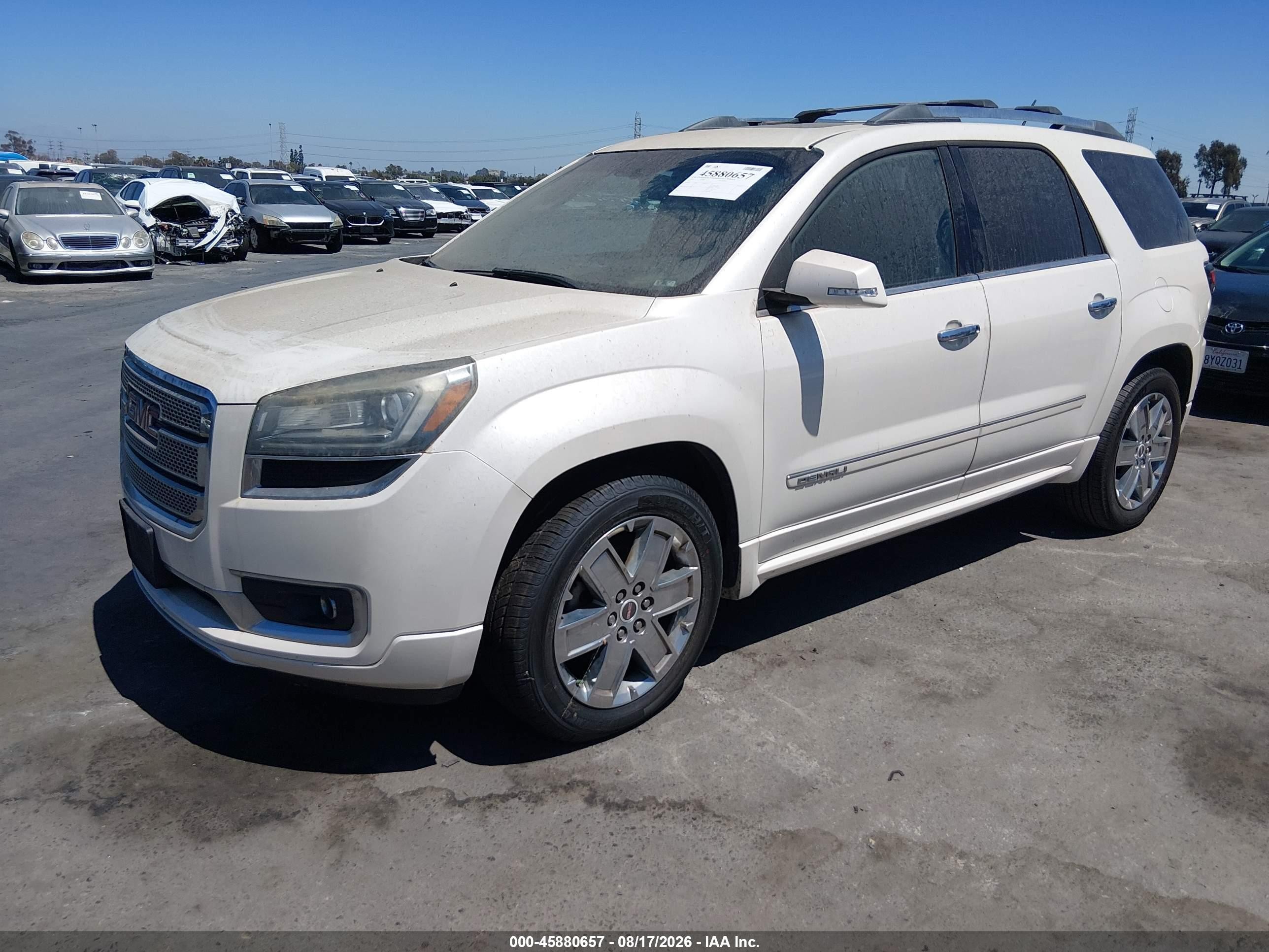 2013 Gmc Acadia Denali White vin: 1GKKRTKD9DJ229295