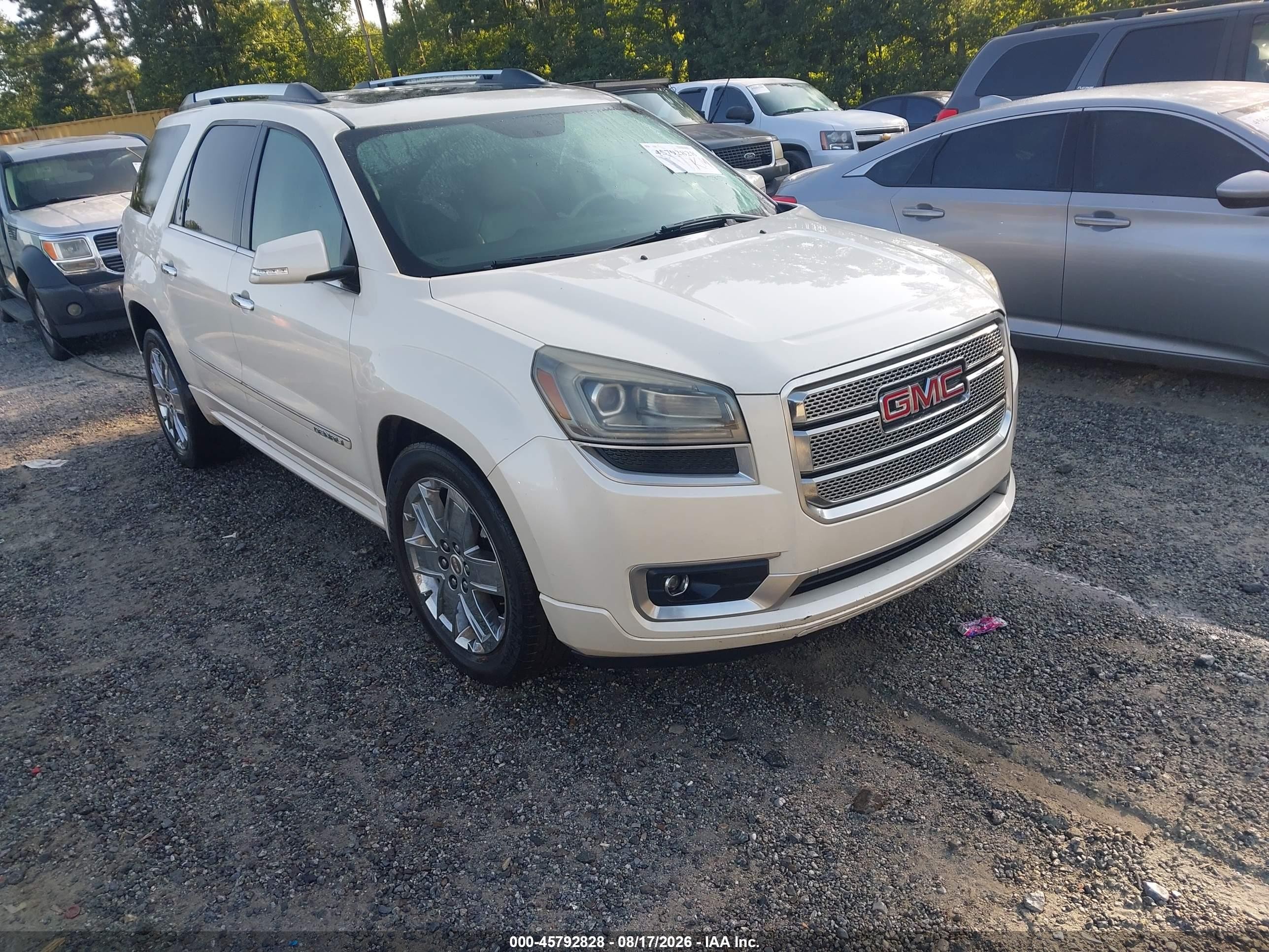 2013 Gmc Acadia Denali White vin: 1GKKRTKDXDJ218287