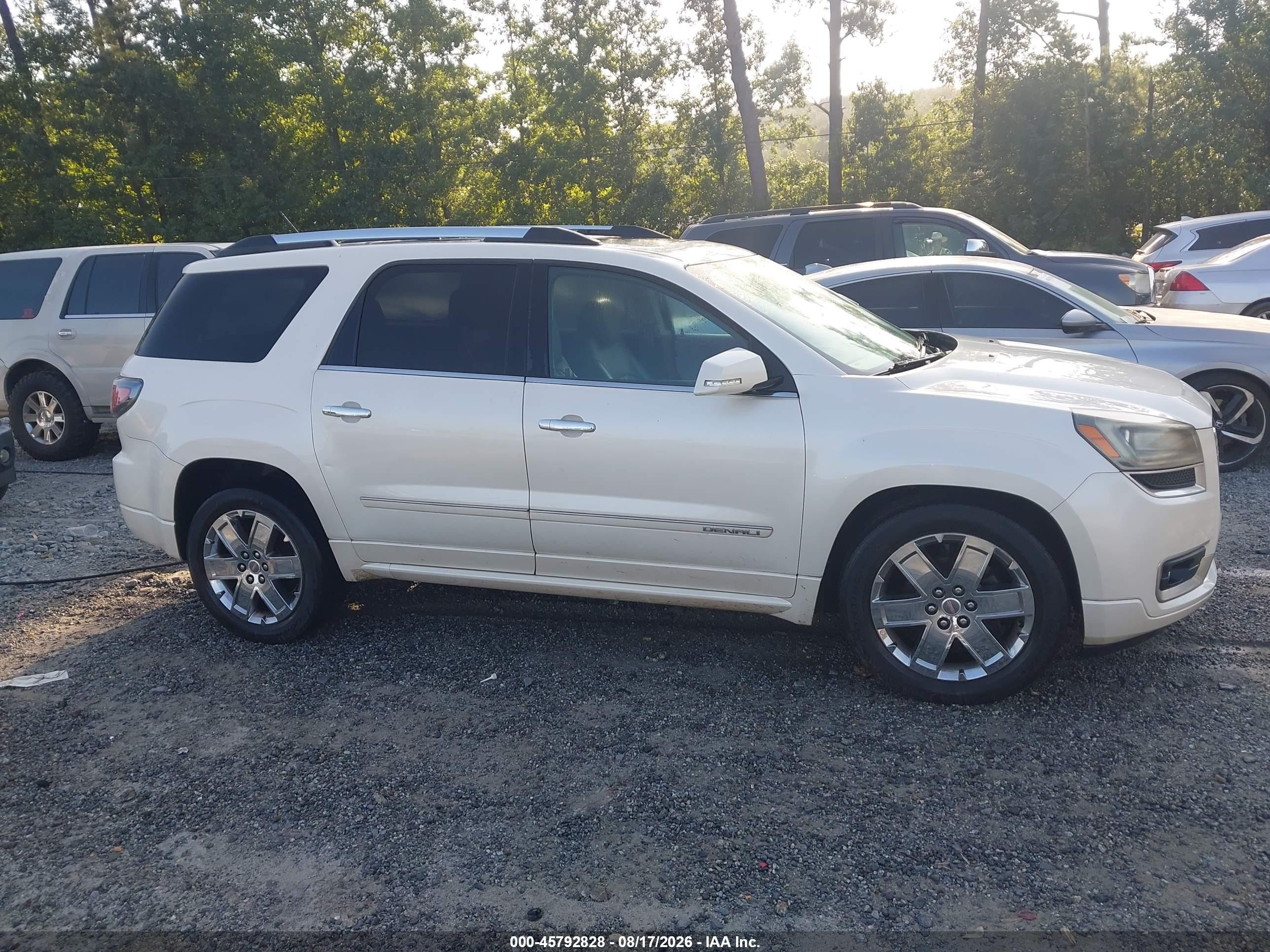 2013 Gmc Acadia Denali White vin: 1GKKRTKDXDJ218287