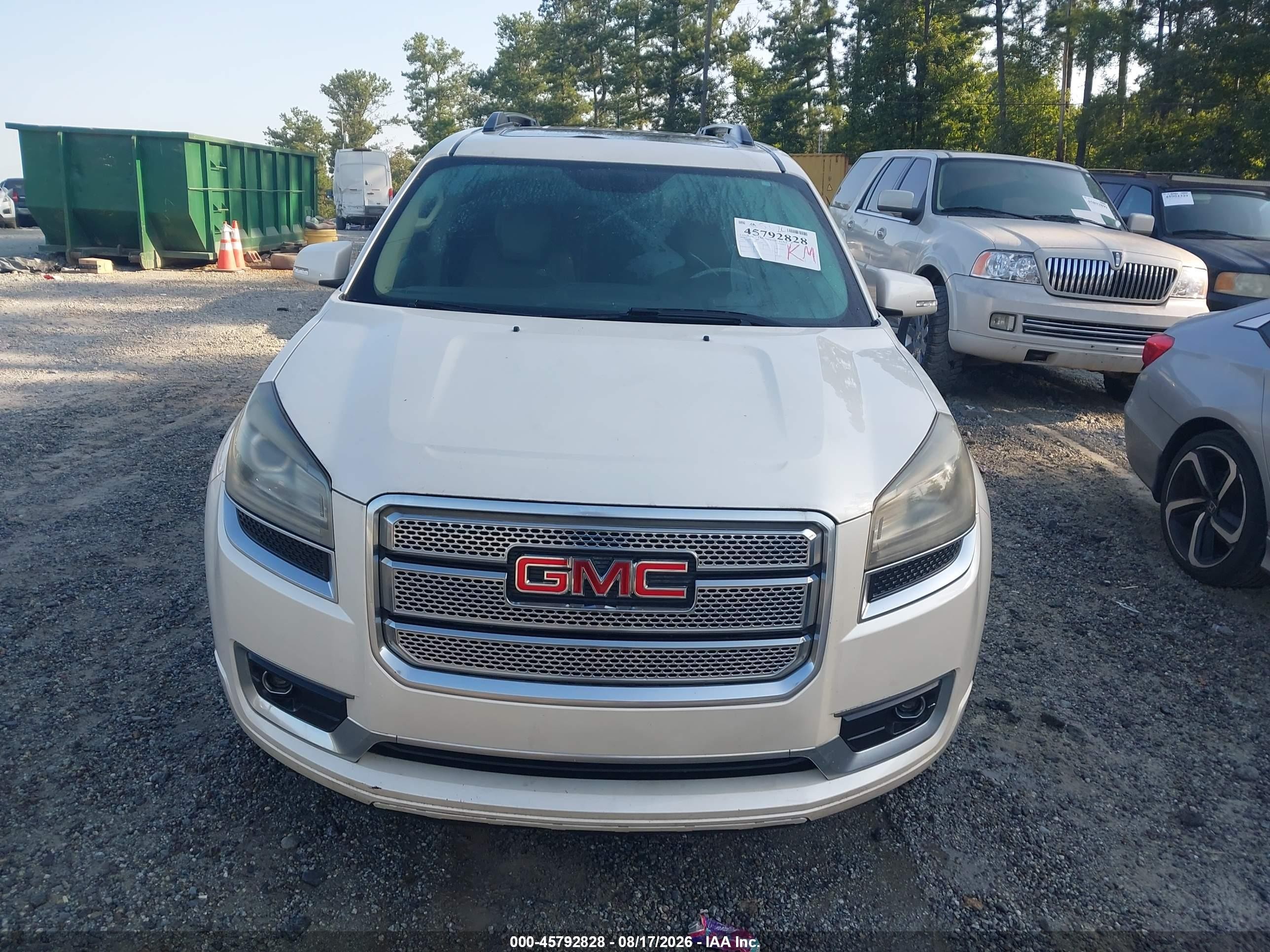2013 Gmc Acadia Denali White vin: 1GKKRTKDXDJ218287
