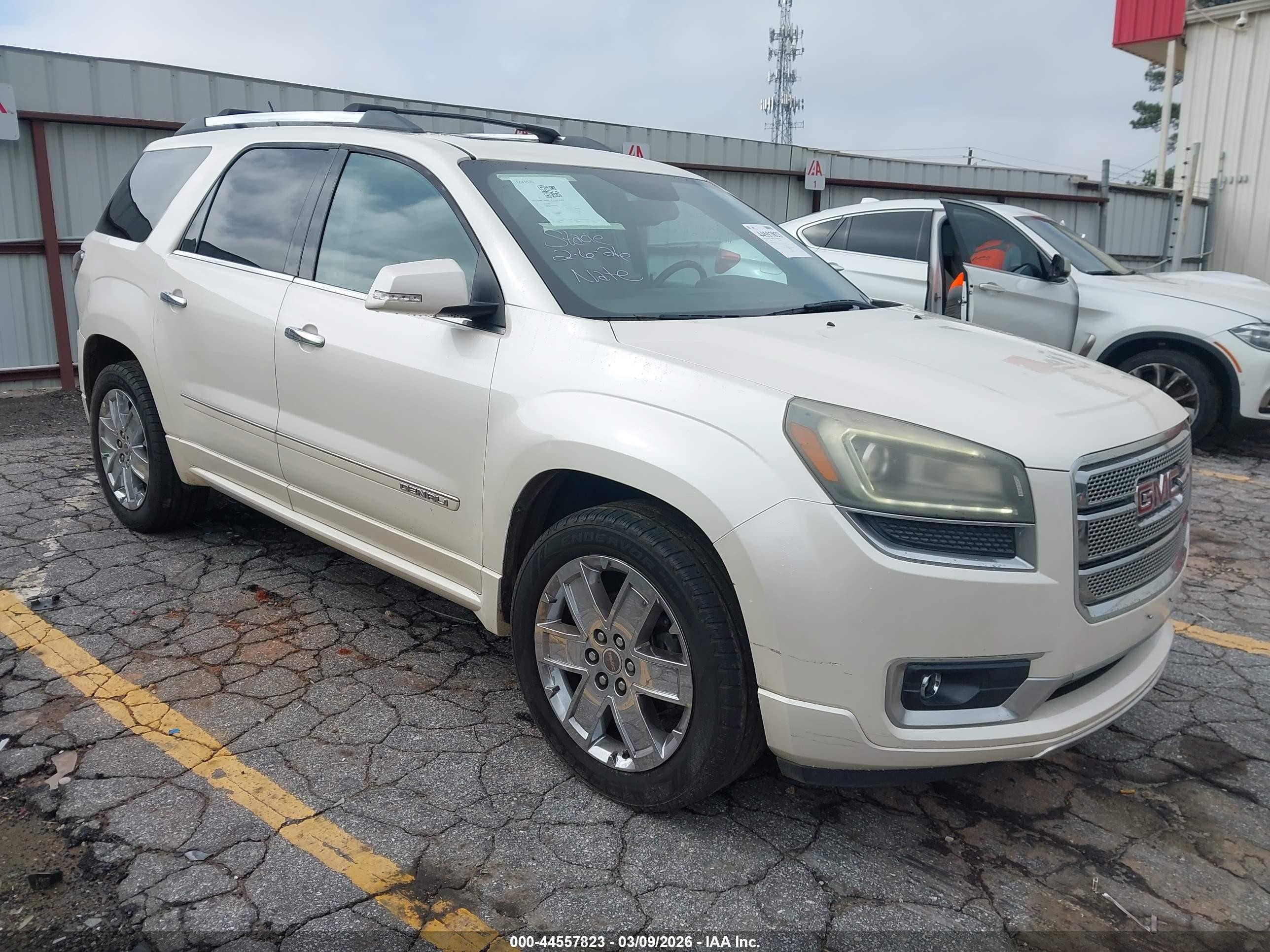 2013 Gmc Acadia Denali White vin: 1GKKRTKDXDJ221030