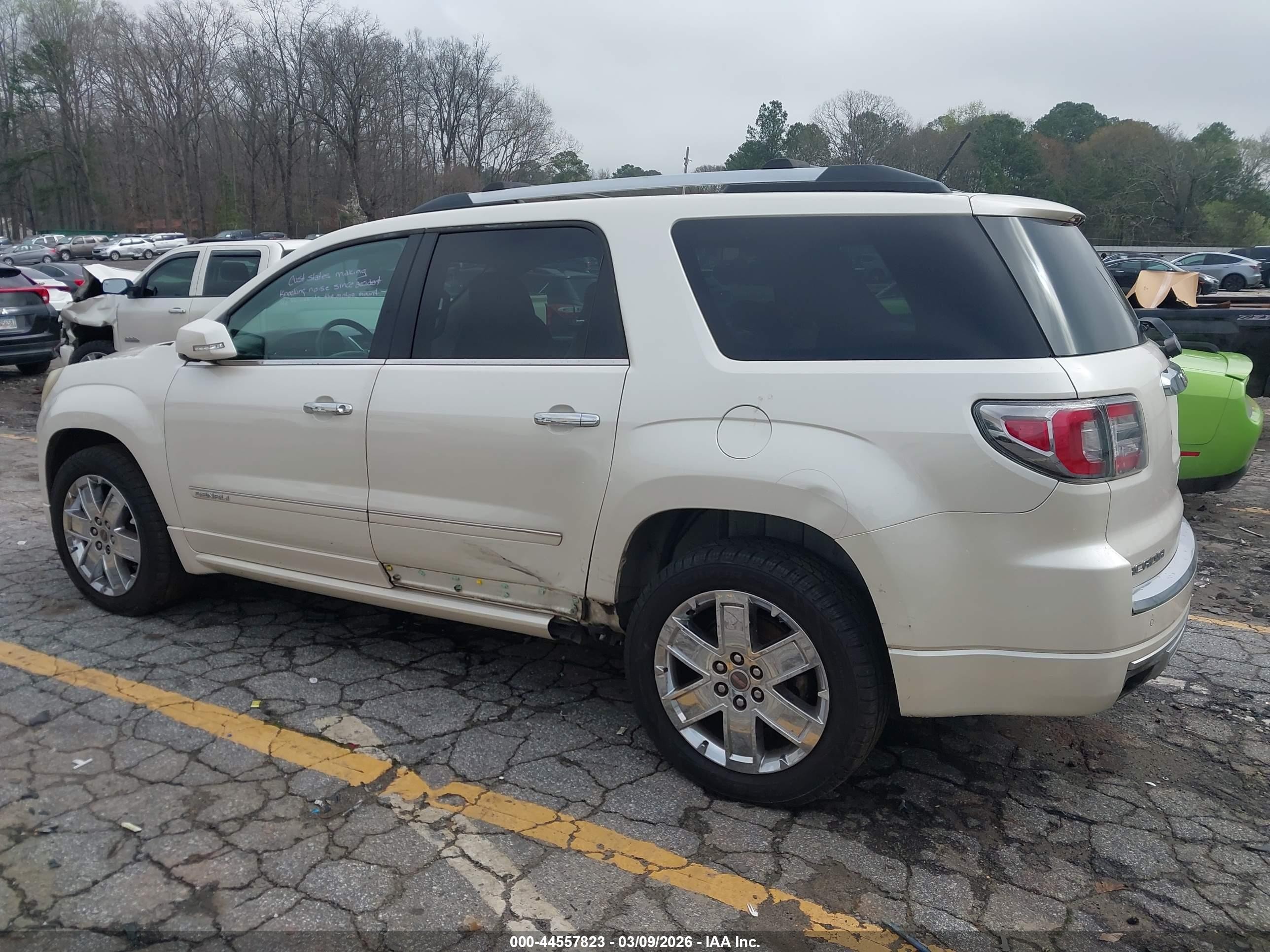 2013 Gmc Acadia Denali White vin: 1GKKRTKDXDJ221030