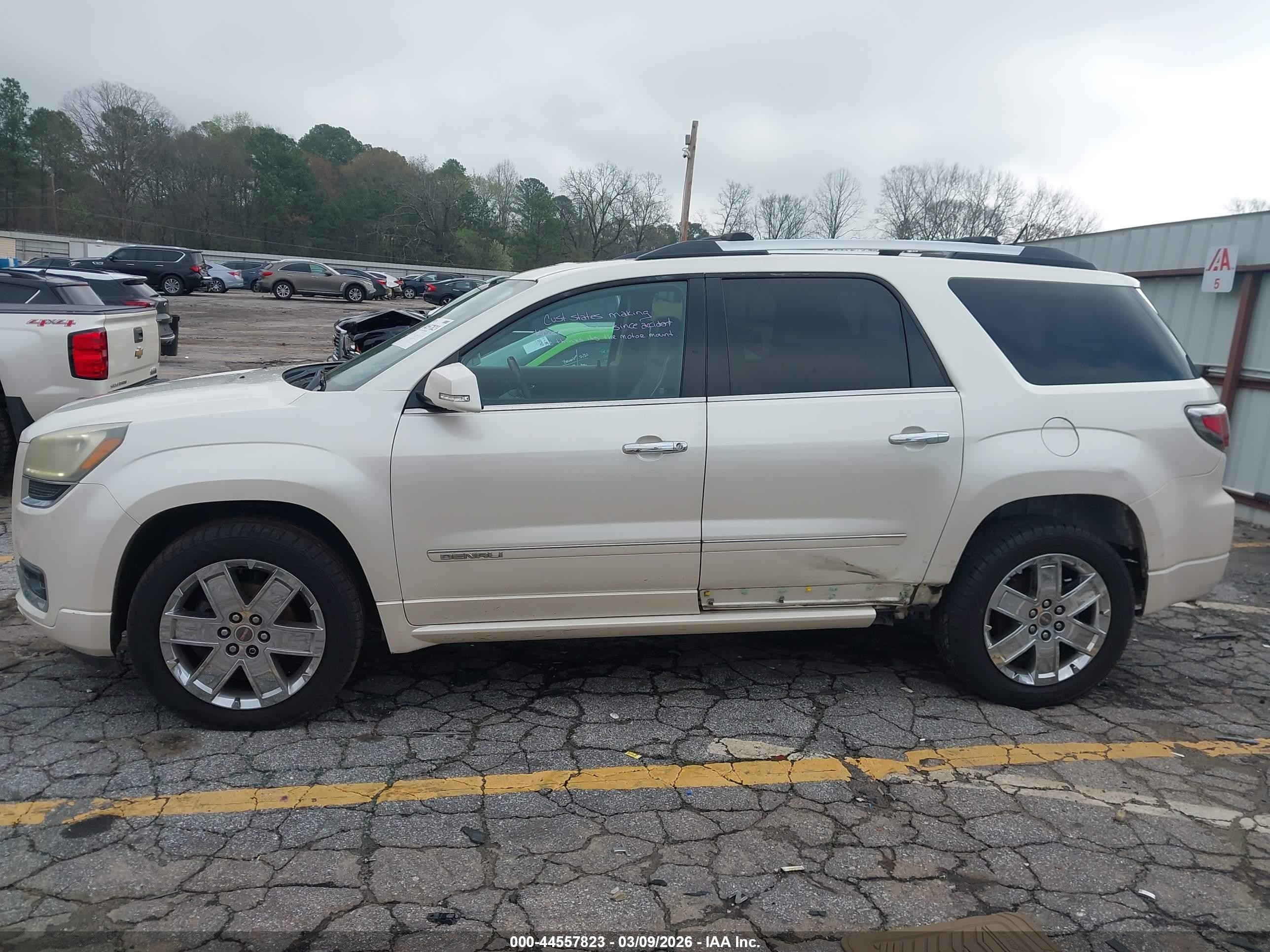 2013 Gmc Acadia Denali White vin: 1GKKRTKDXDJ221030