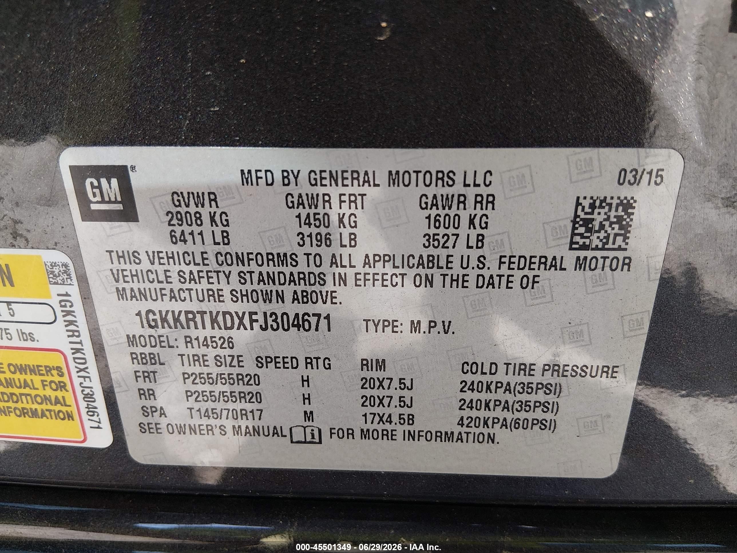 2015 Gmc Acadia Denali Gray vin: 1GKKRTKDXFJ304671