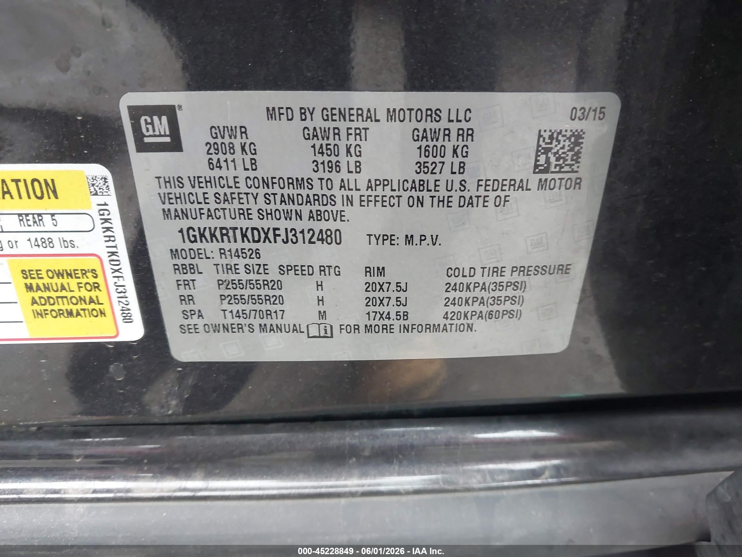 2015 Gmc Acadia Denali Серый vin: 1GKKRTKDXFJ312480