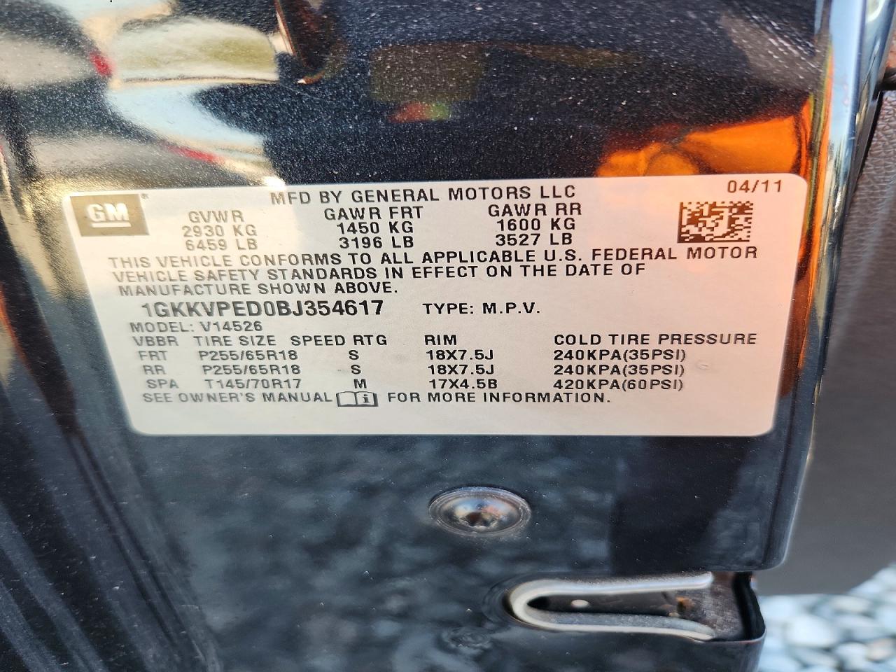 2011 Gmc Acadia Sle Черный vin: 1GKKVPED0BJ354617