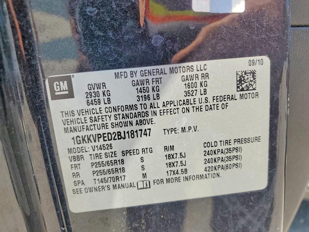 2011 Gmc Acadia Sle Черный vin: 1GKKVPED2BJ181747
