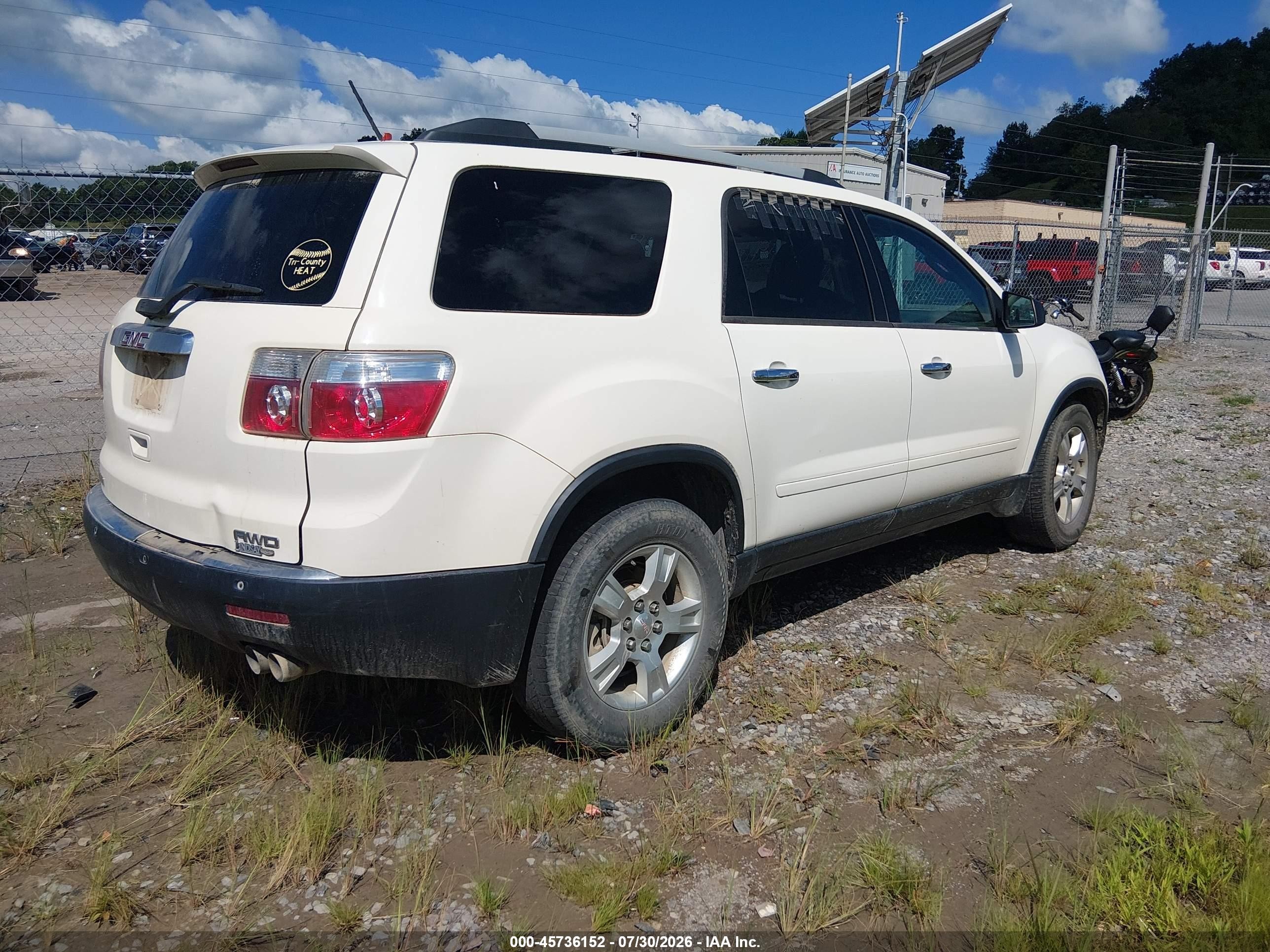 2011 Gmc Acadia Sle White vin: 1GKKVPED4BJ419470