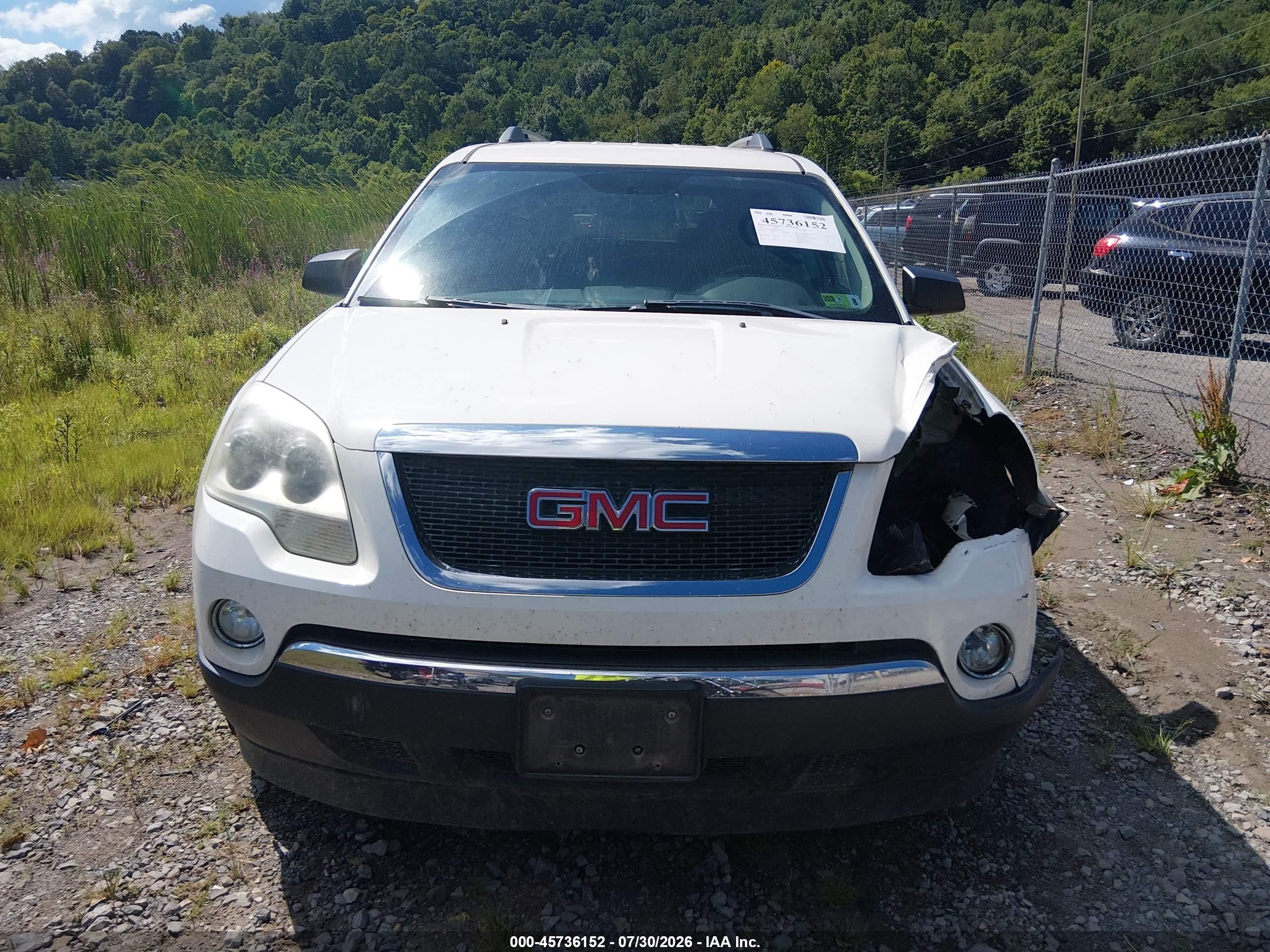 2011 Gmc Acadia Sle White vin: 1GKKVPED4BJ419470
