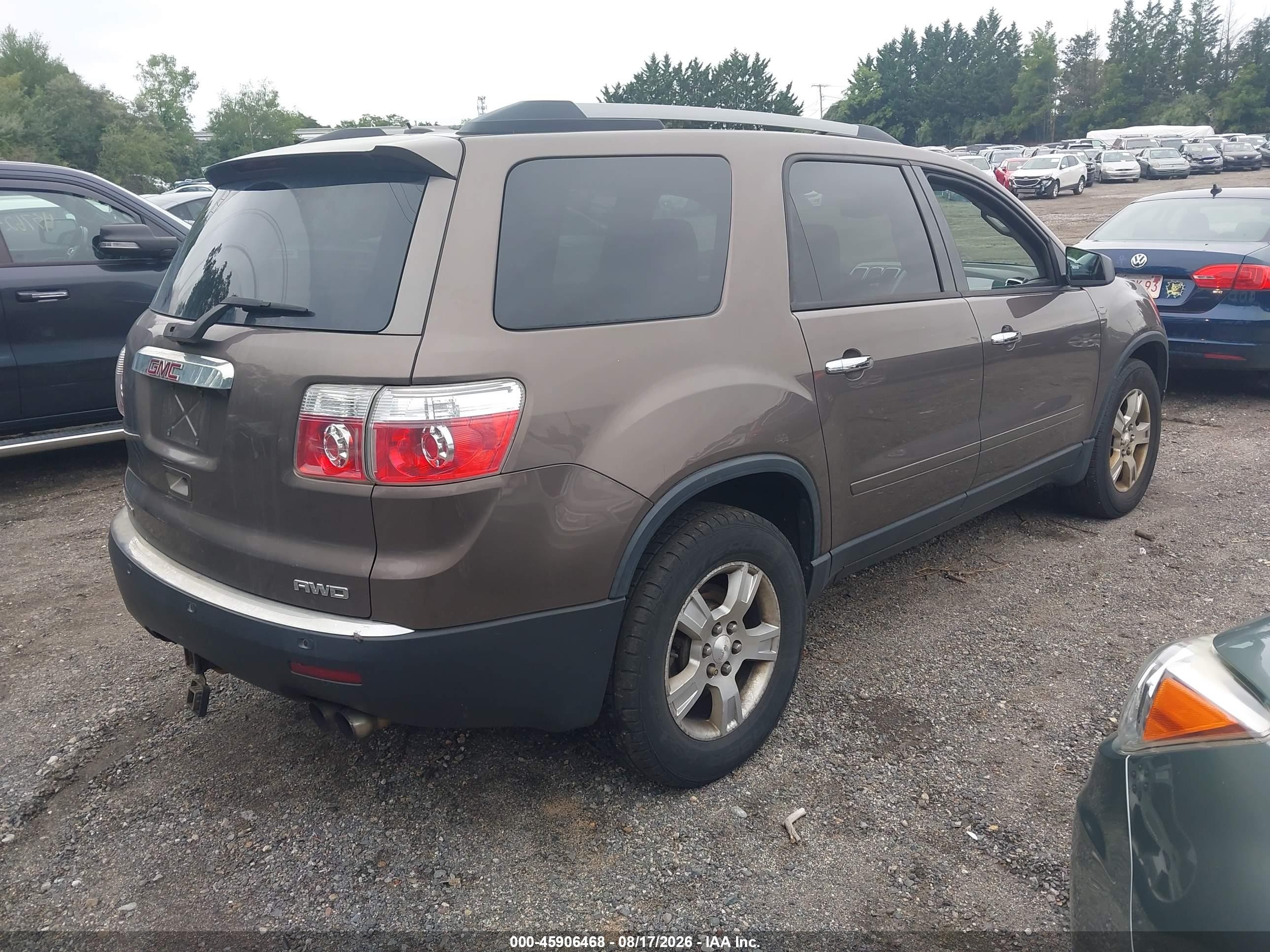 2012 Gmc Acadia Sle Brown vin: 1GKKVPED8CJ388208