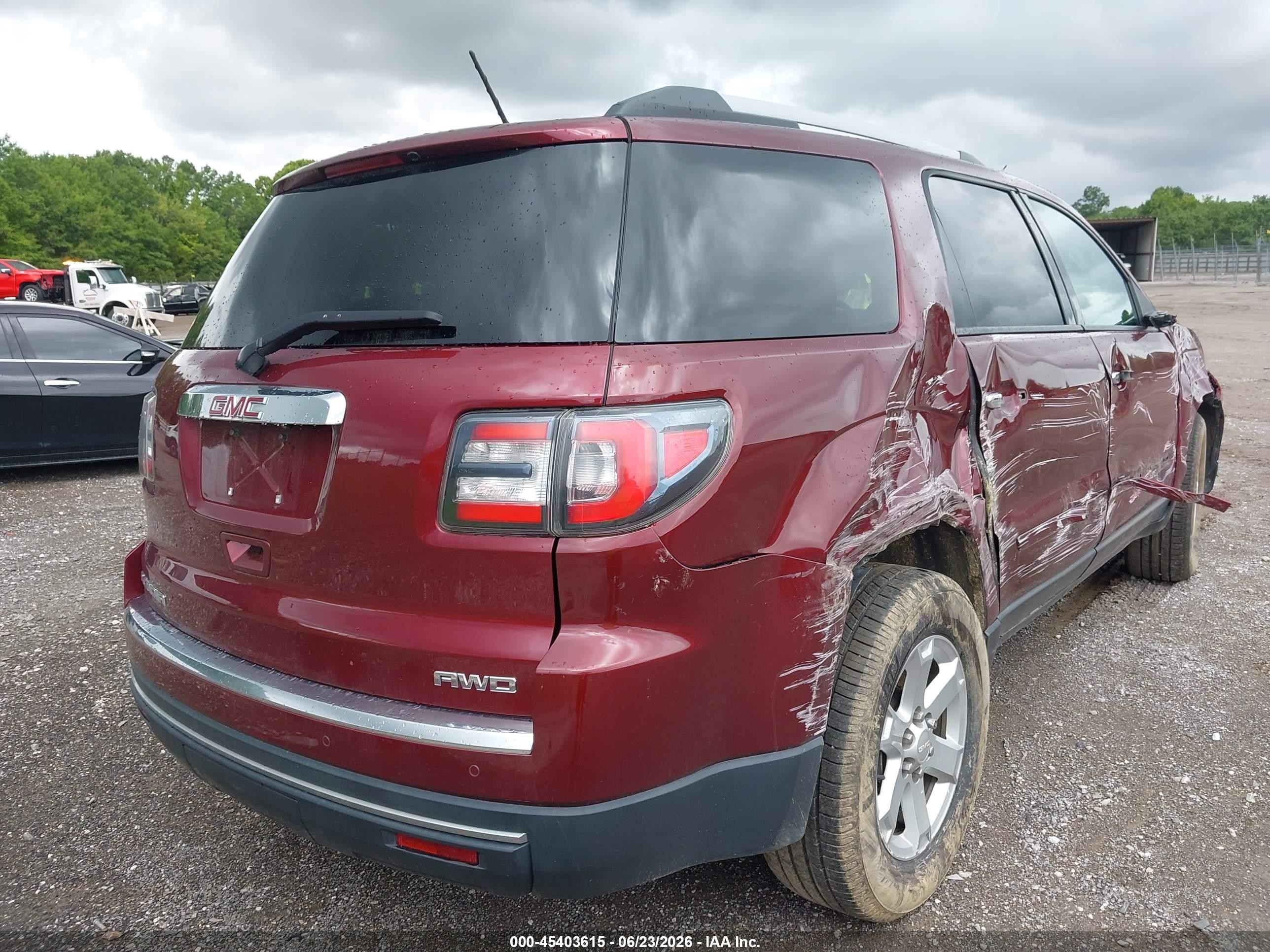2015 Gmc Acadia Sle-2 Maroon vin: 1GKKVPKD0FJ184964