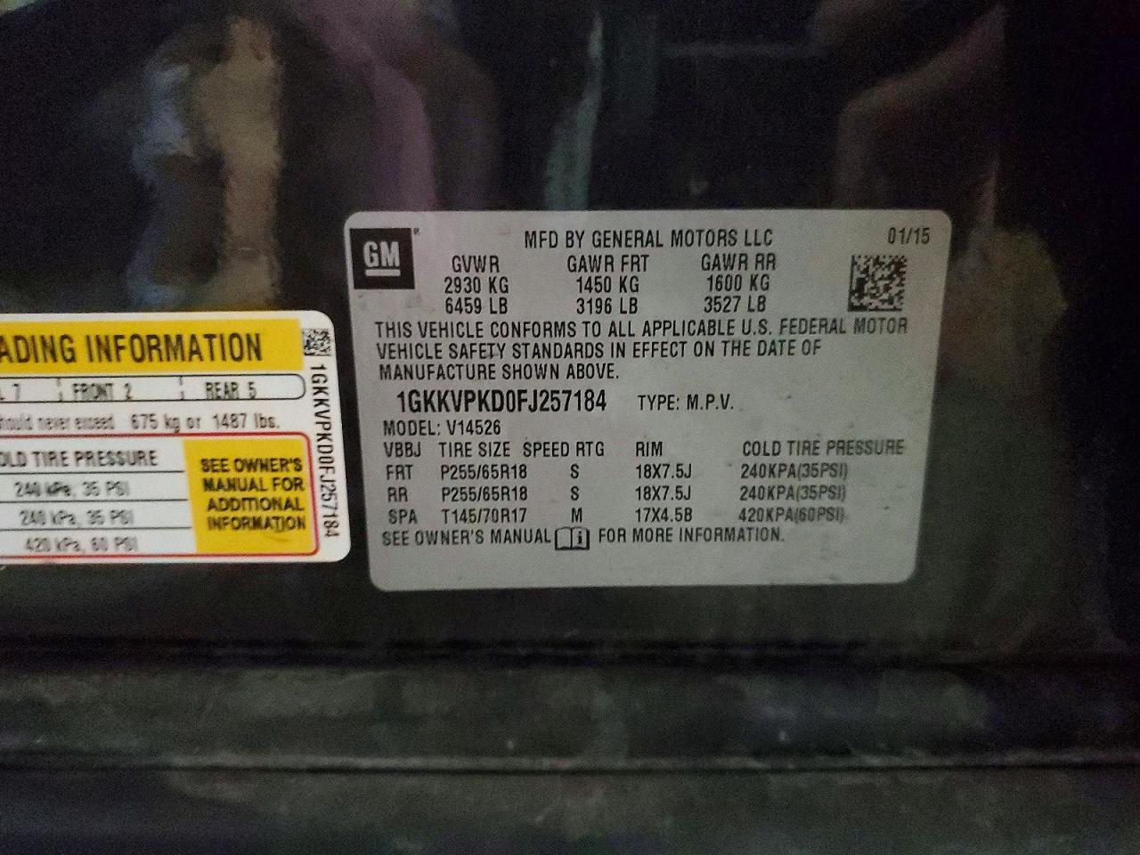 2015 Gmc Acadia Sle Gray vin: 1GKKVPKD0FJ257184