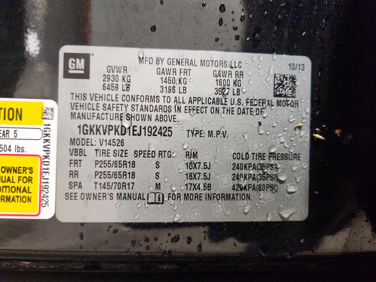 2014 Gmc Acadia Sle Угольный vin: 1GKKVPKD1EJ192425