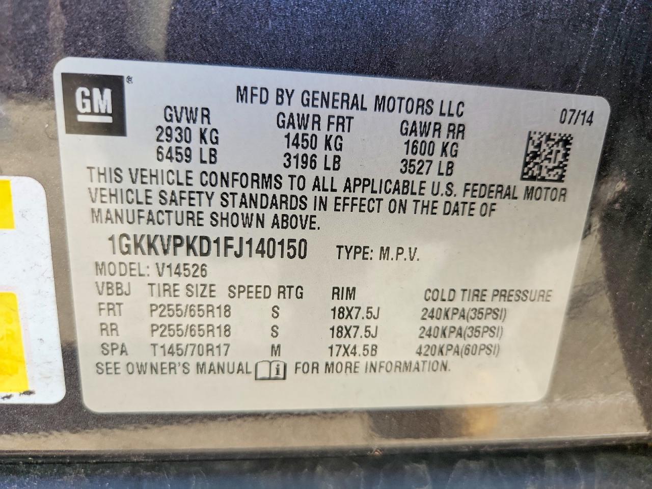 2015 Gmc Acadia Sle Black vin: 1GKKVPKD1FJ140150