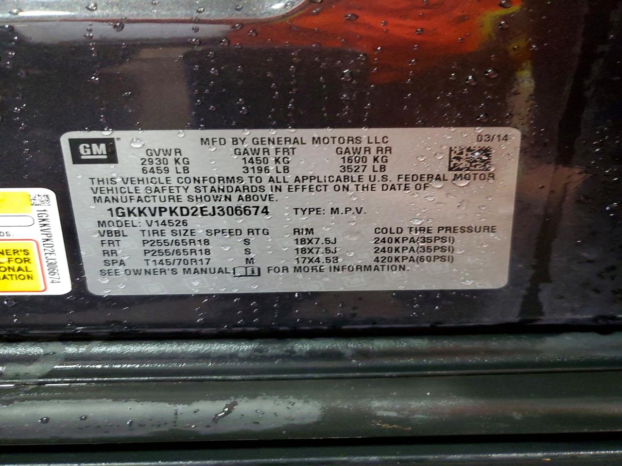 2014 Gmc Acadia Sle Charcoal vin: 1GKKVPKD2EJ306674