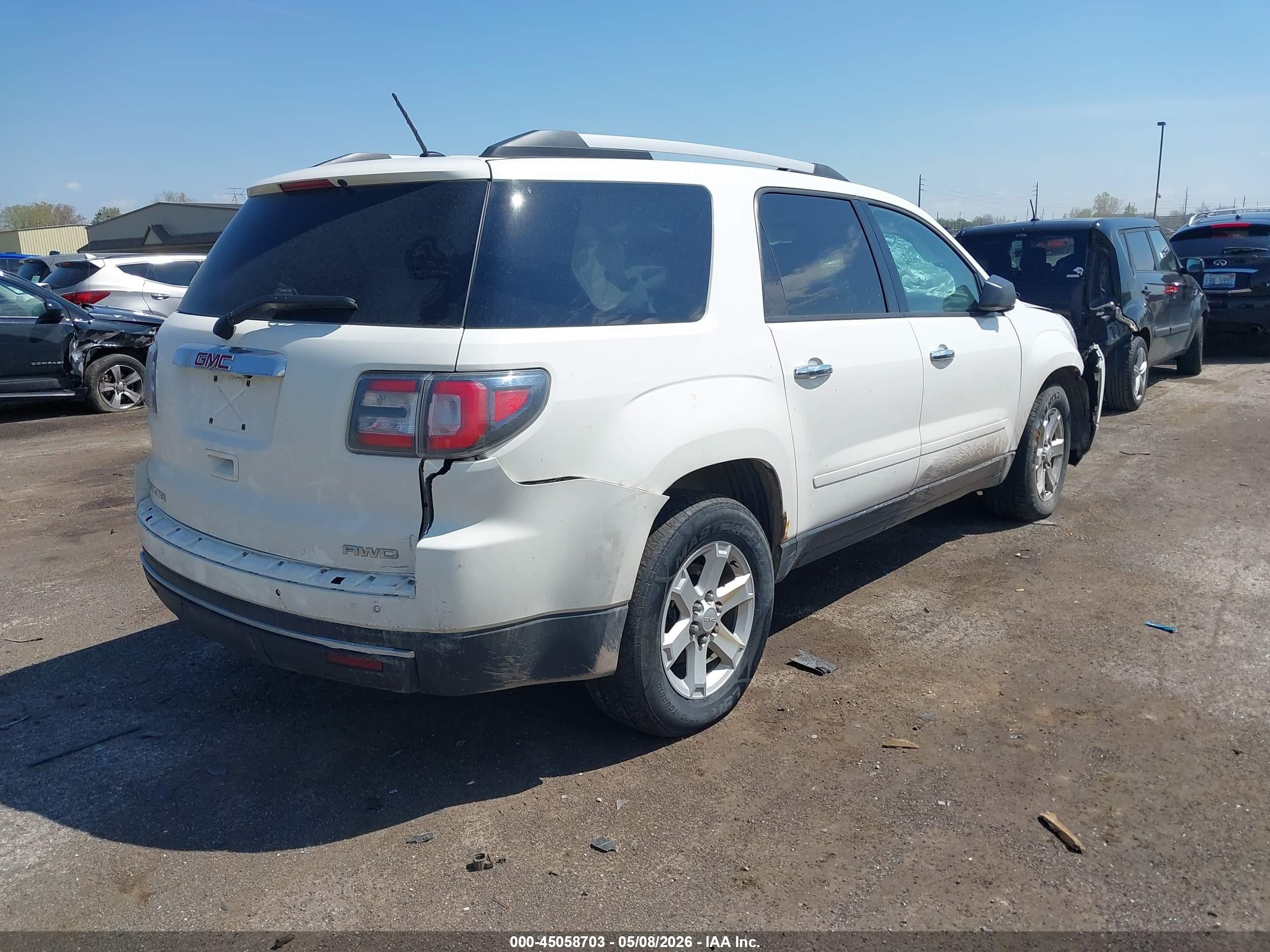 2015 Gmc Acadia Sle-2 White vin: 1GKKVPKD2FJ260846