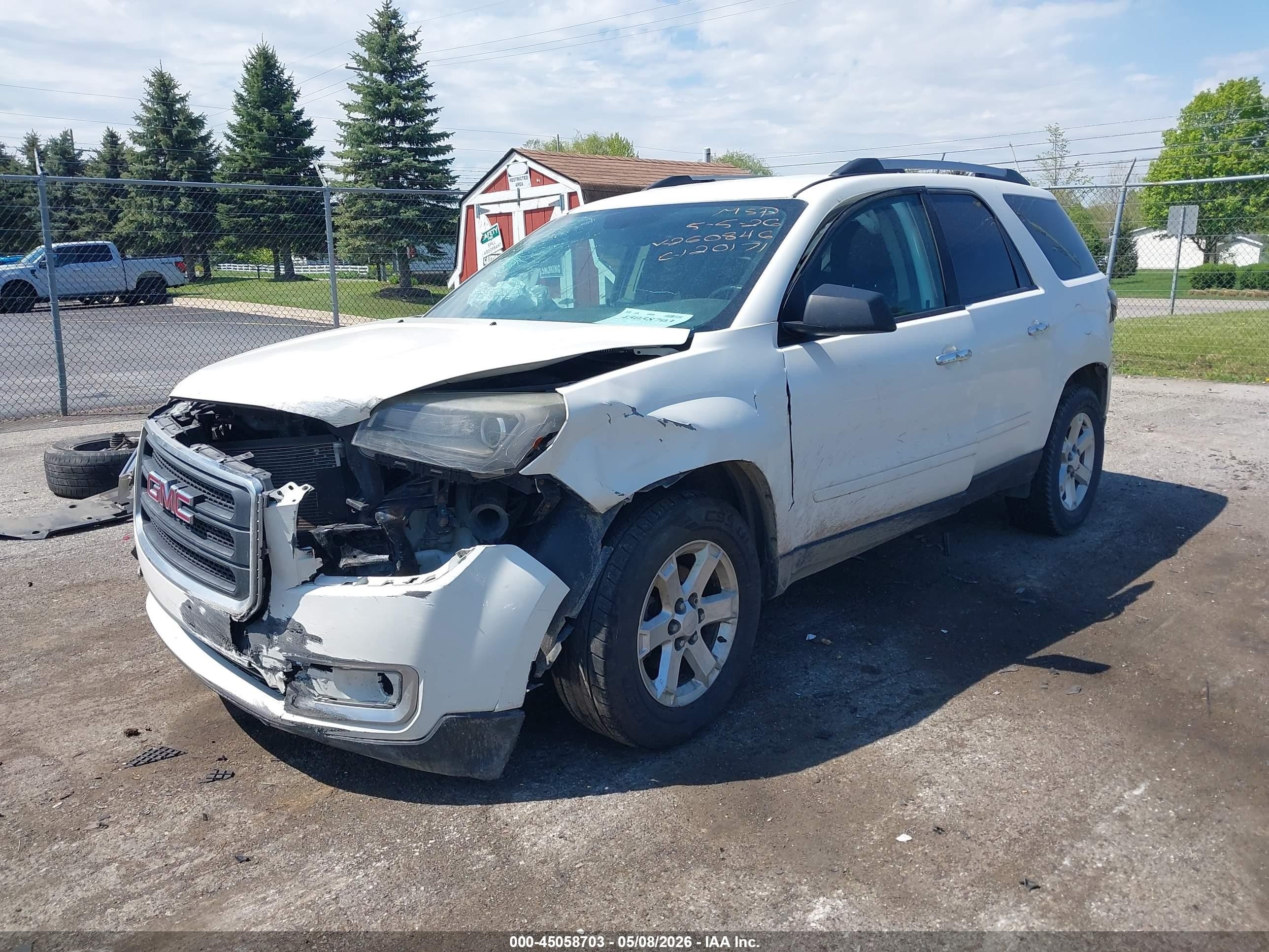 2015 Gmc Acadia Sle-2 White vin: 1GKKVPKD2FJ260846