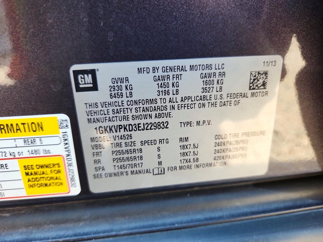 2014 Gmc Acadia Sle Charcoal vin: 1GKKVPKD3EJ229832