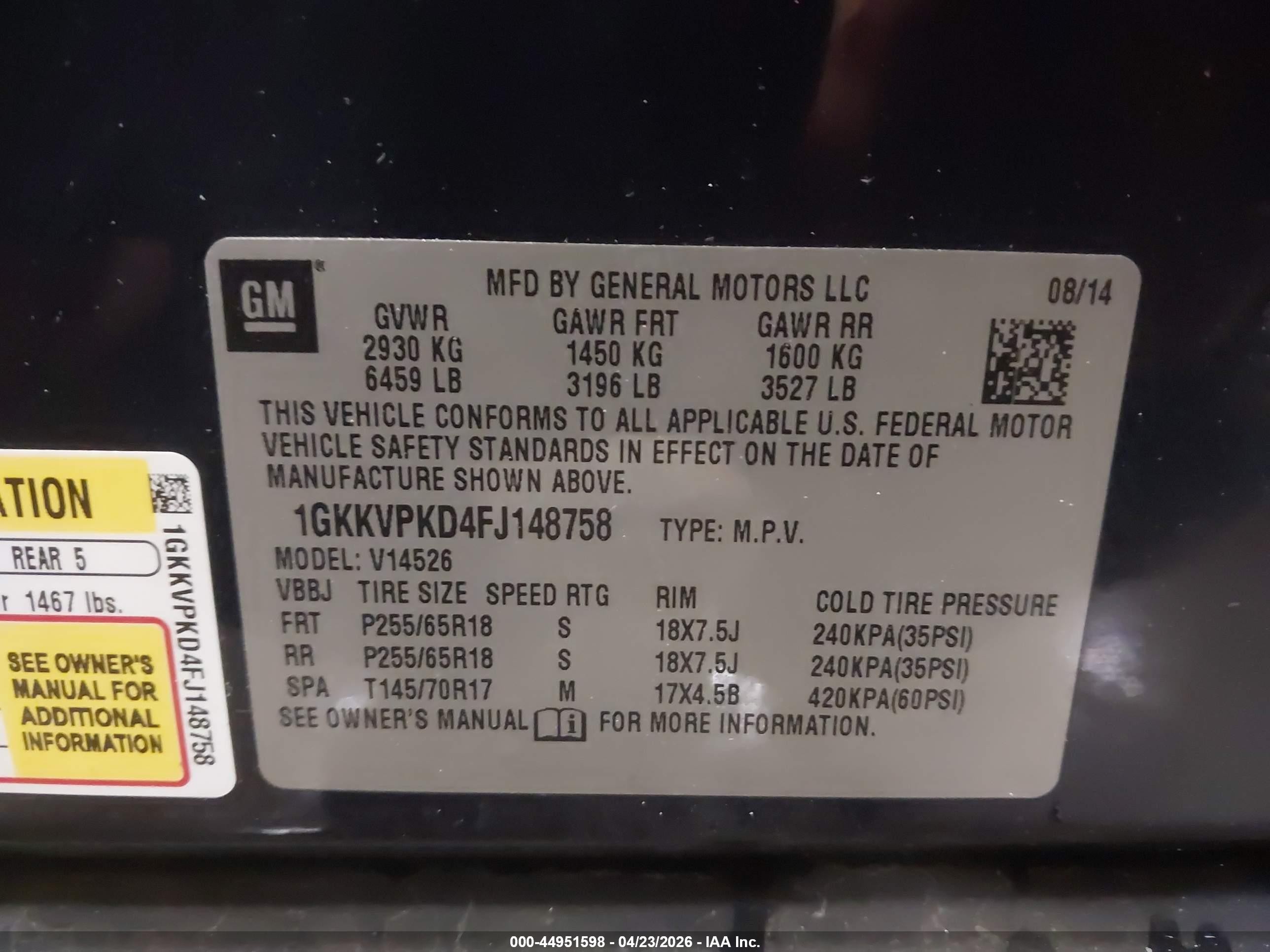 2015 Gmc Acadia Sle-2 Blue vin: 1GKKVPKD4FJ148758