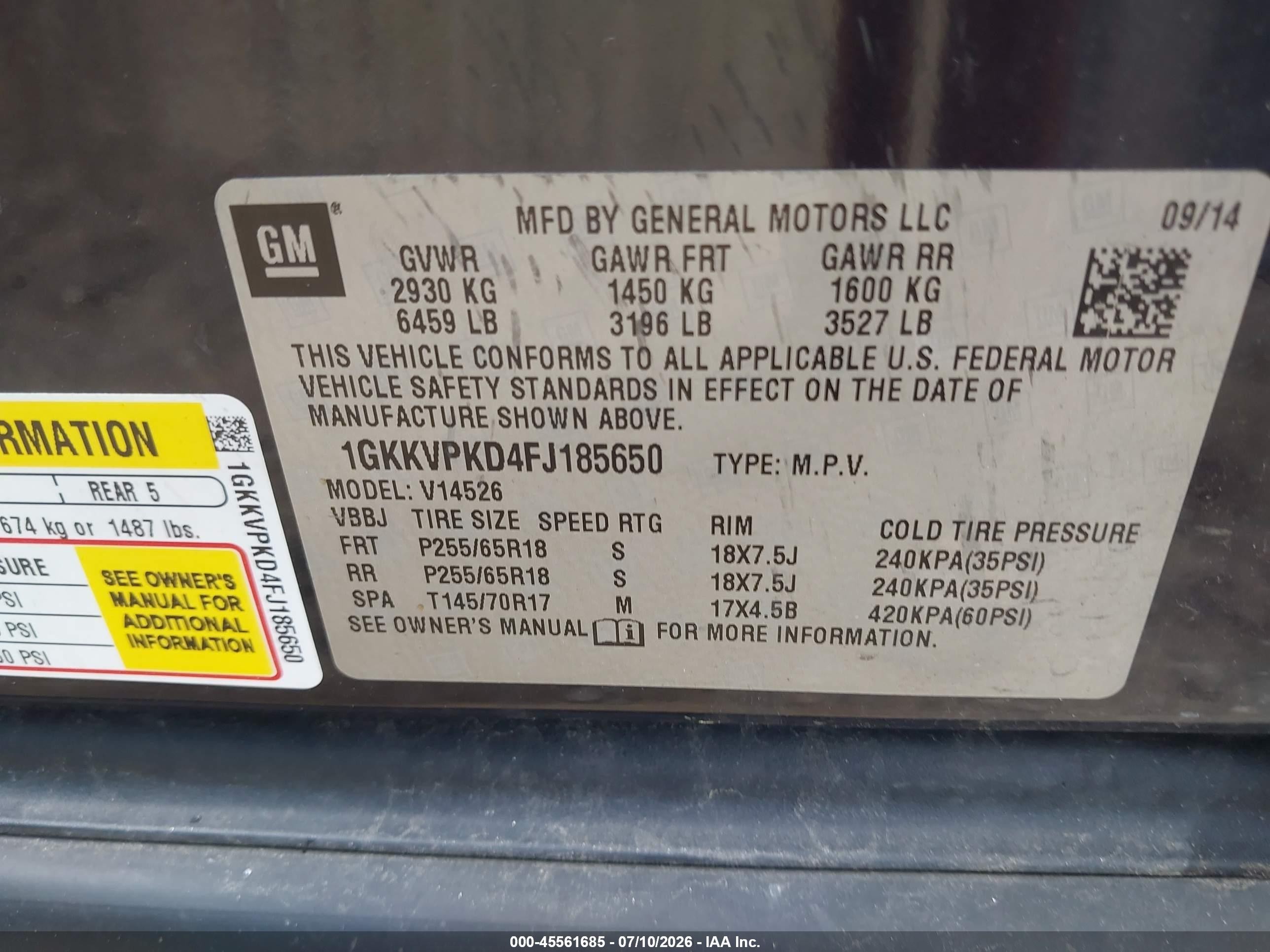 2015 Gmc Acadia Sle-2 Синий vin: 1GKKVPKD4FJ185650