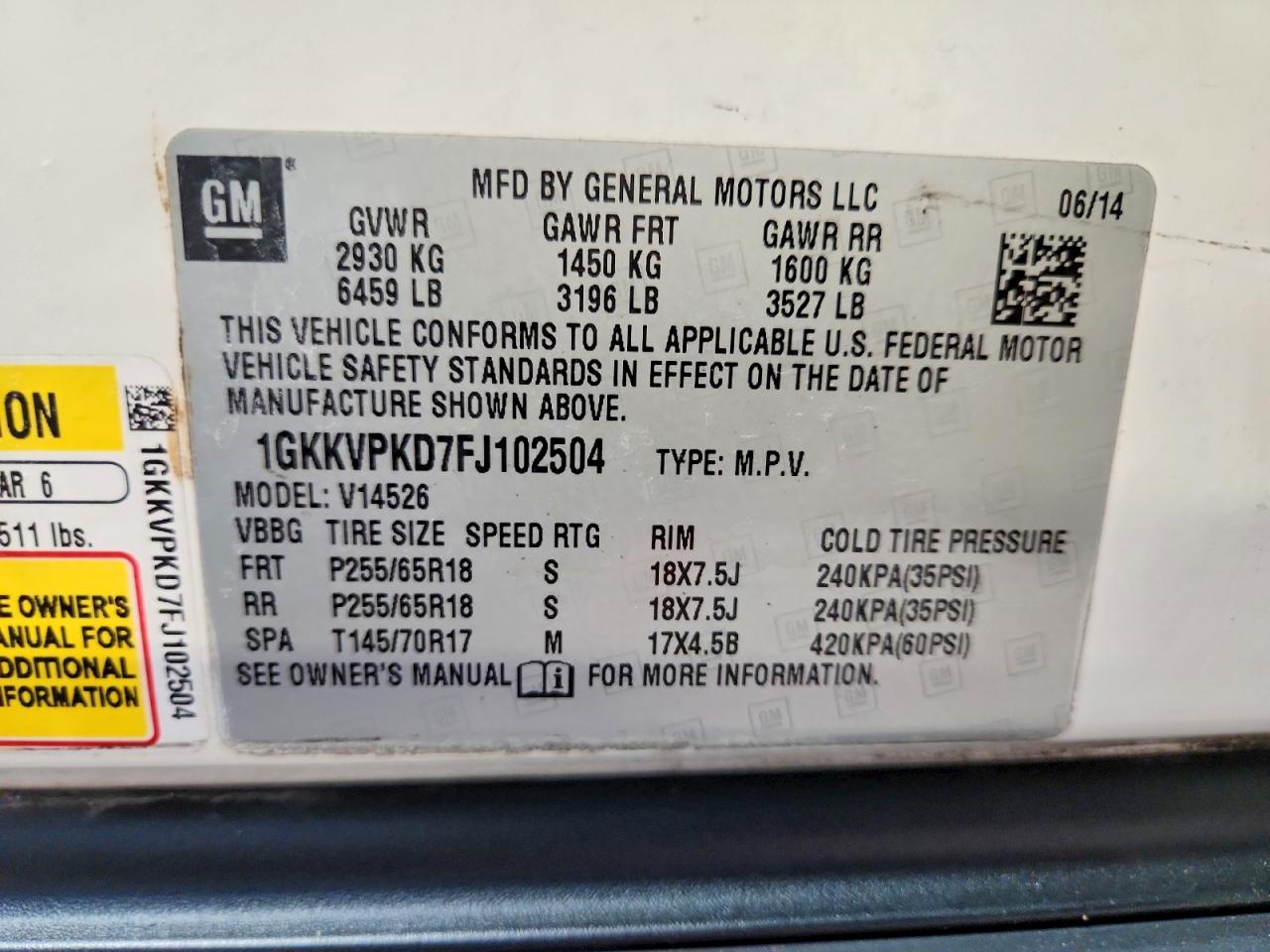 2015 Gmc Acadia Sle Белый vin: 1GKKVPKD7FJ102504