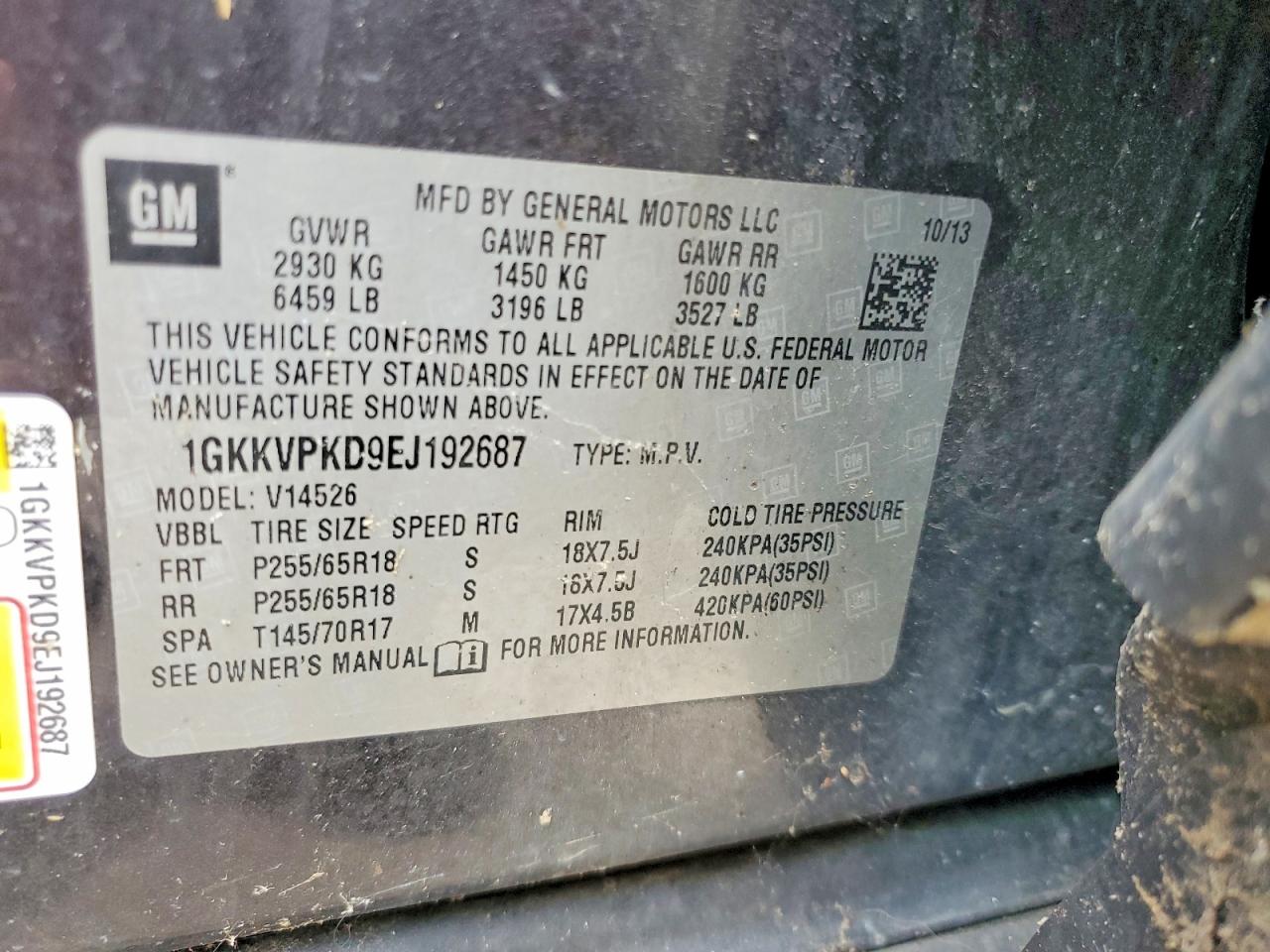 2014 Gmc Acadia Sle Gray vin: 1GKKVPKD9EJ192687