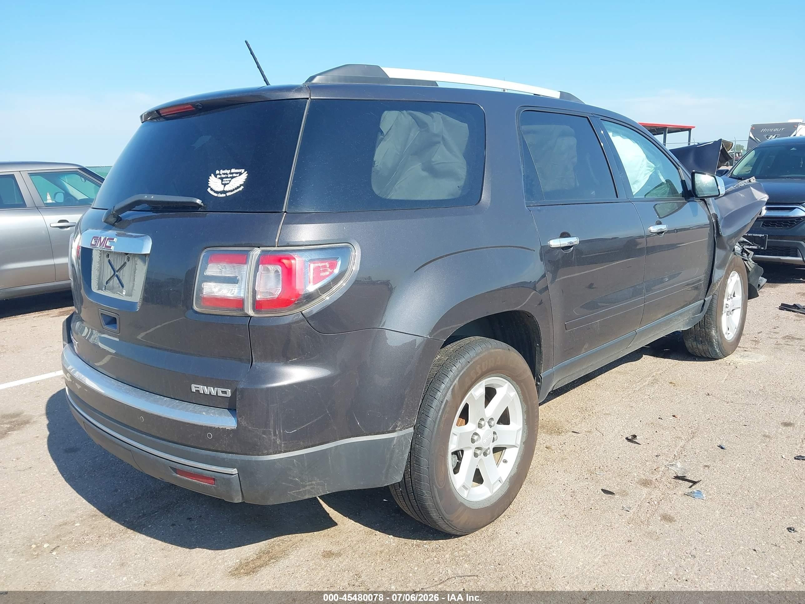 2015 Gmc Acadia Sle-2 Black vin: 1GKKVPKD9FJ343867