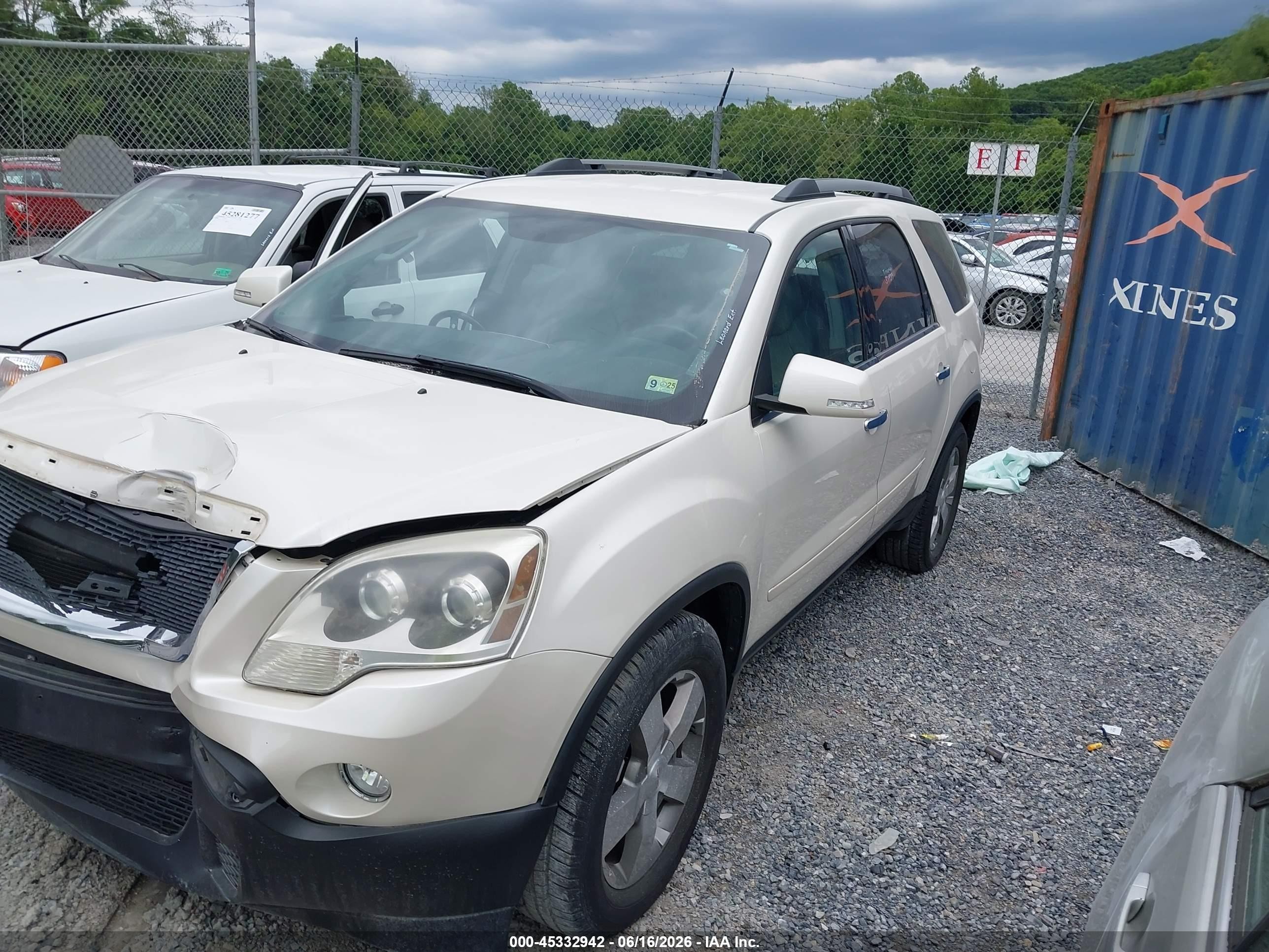 2012 Gmc Acadia Slt-1 White vin: 1GKKVRED1CJ371939