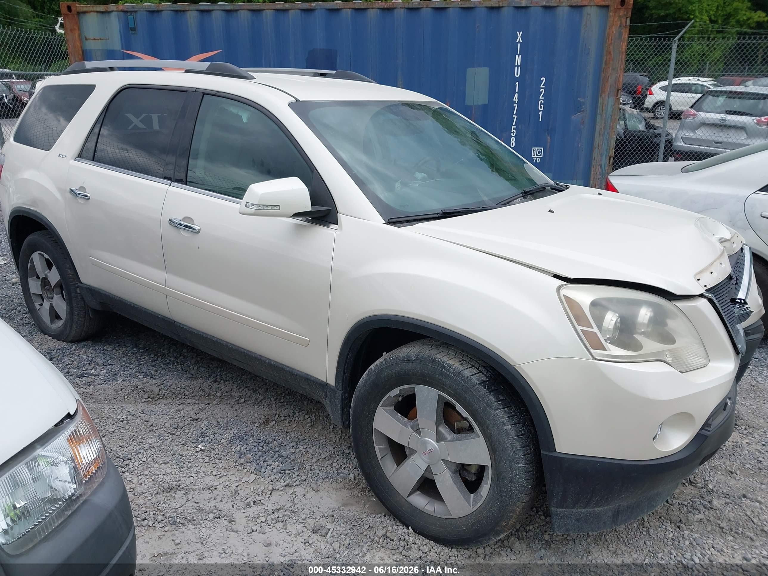 2012 Gmc Acadia Slt-1 White vin: 1GKKVRED1CJ371939