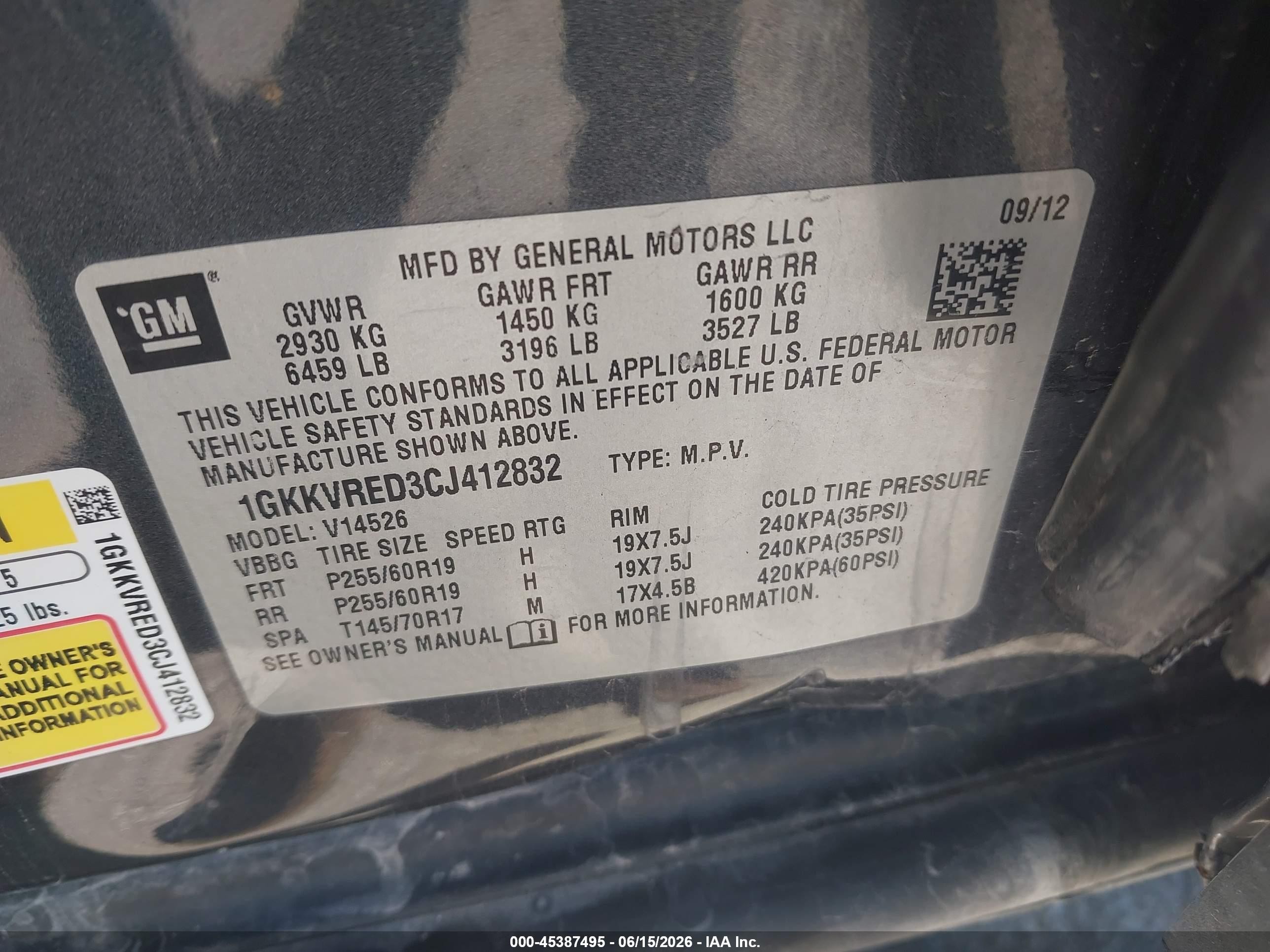 2012 Gmc Acadia Slt-1 Gray vin: 1GKKVRED3CJ412832