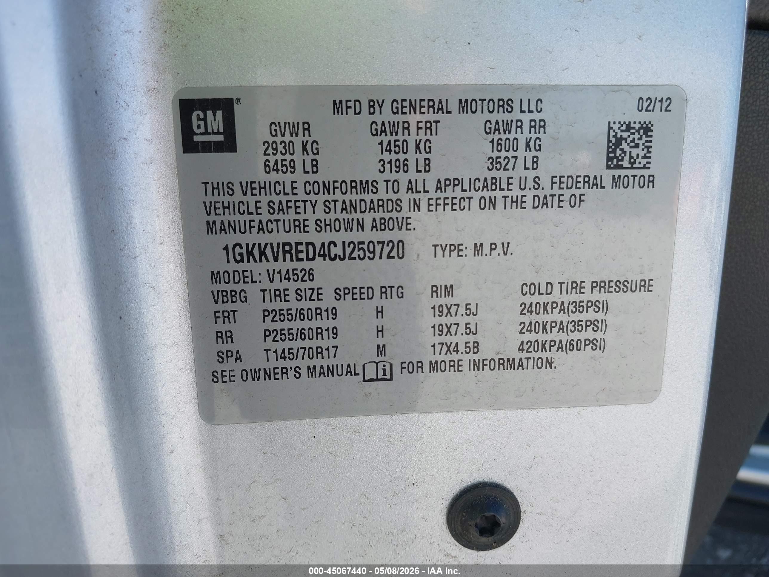 2012 Gmc Acadia Slt-1 Серебряный vin: 1GKKVRED4CJ259720