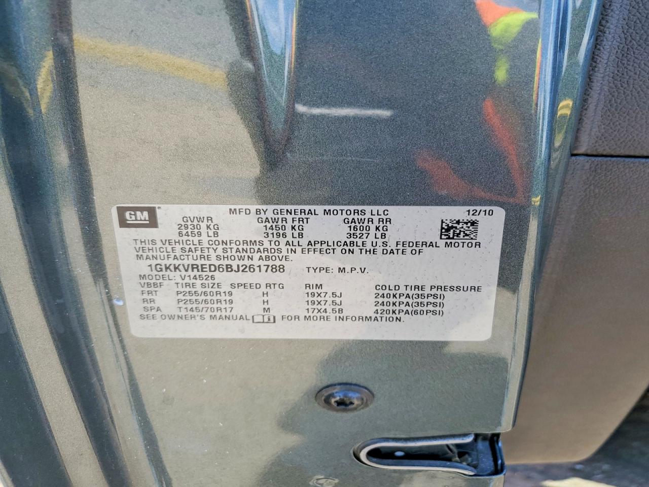 2011 Gmc Acadia Slt-1 Gray vin: 1GKKVRED6BJ261788