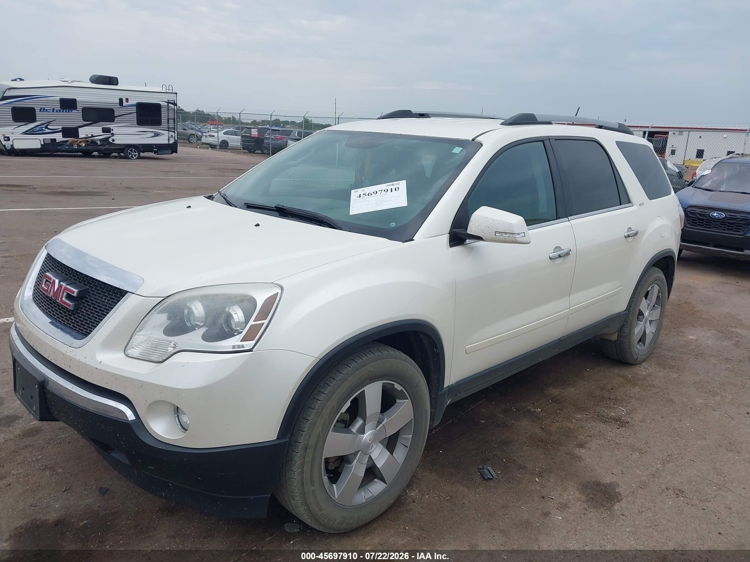 2012 Gmc Acadia Slt-1 White vin: 1GKKVRED6CJ339939