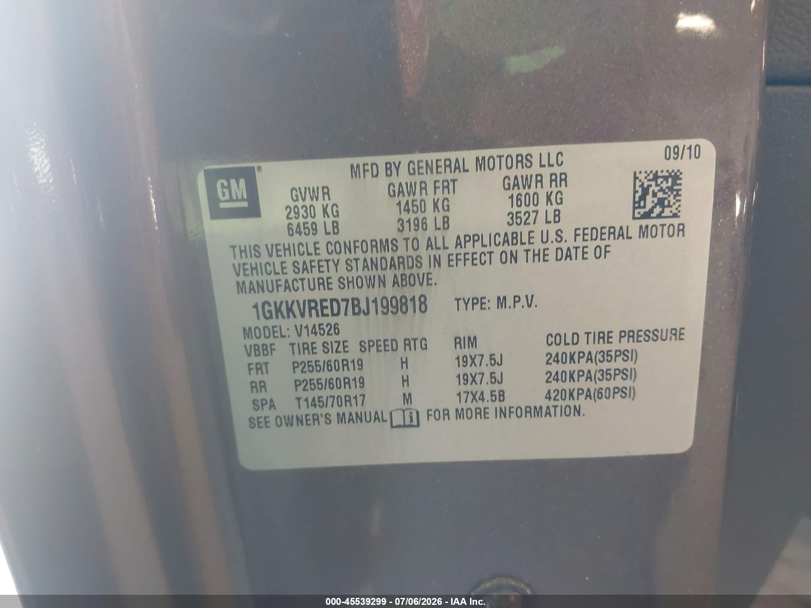 2011 Gmc Acadia Slt-1 Brown vin: 1GKKVRED7BJ199818