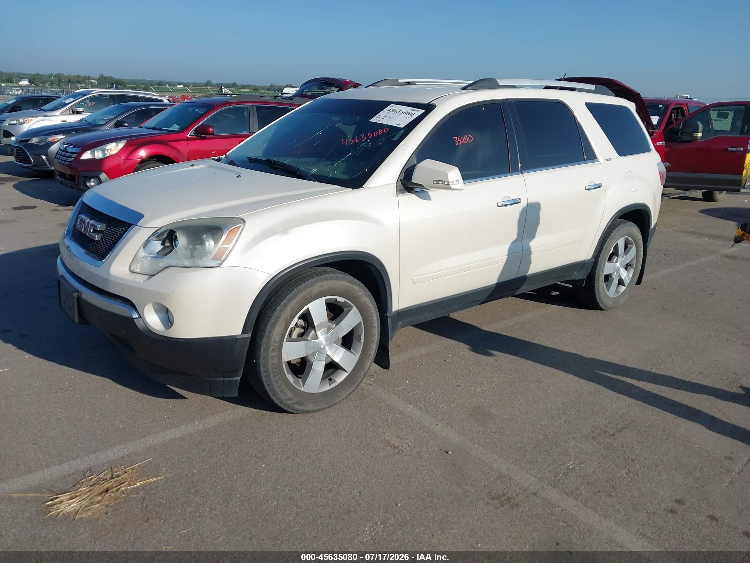 2012 Gmc Acadia Slt-1 White vin: 1GKKVRED7CJ354708