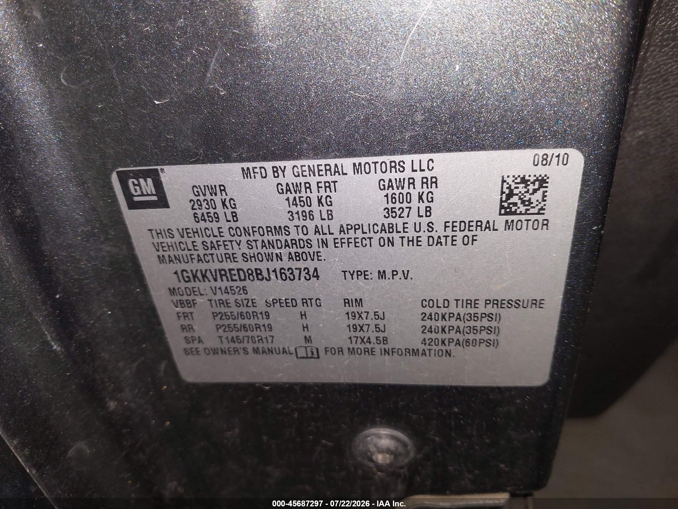 2011 Gmc Acadia Slt-1 Gray vin: 1GKKVRED8BJ163734