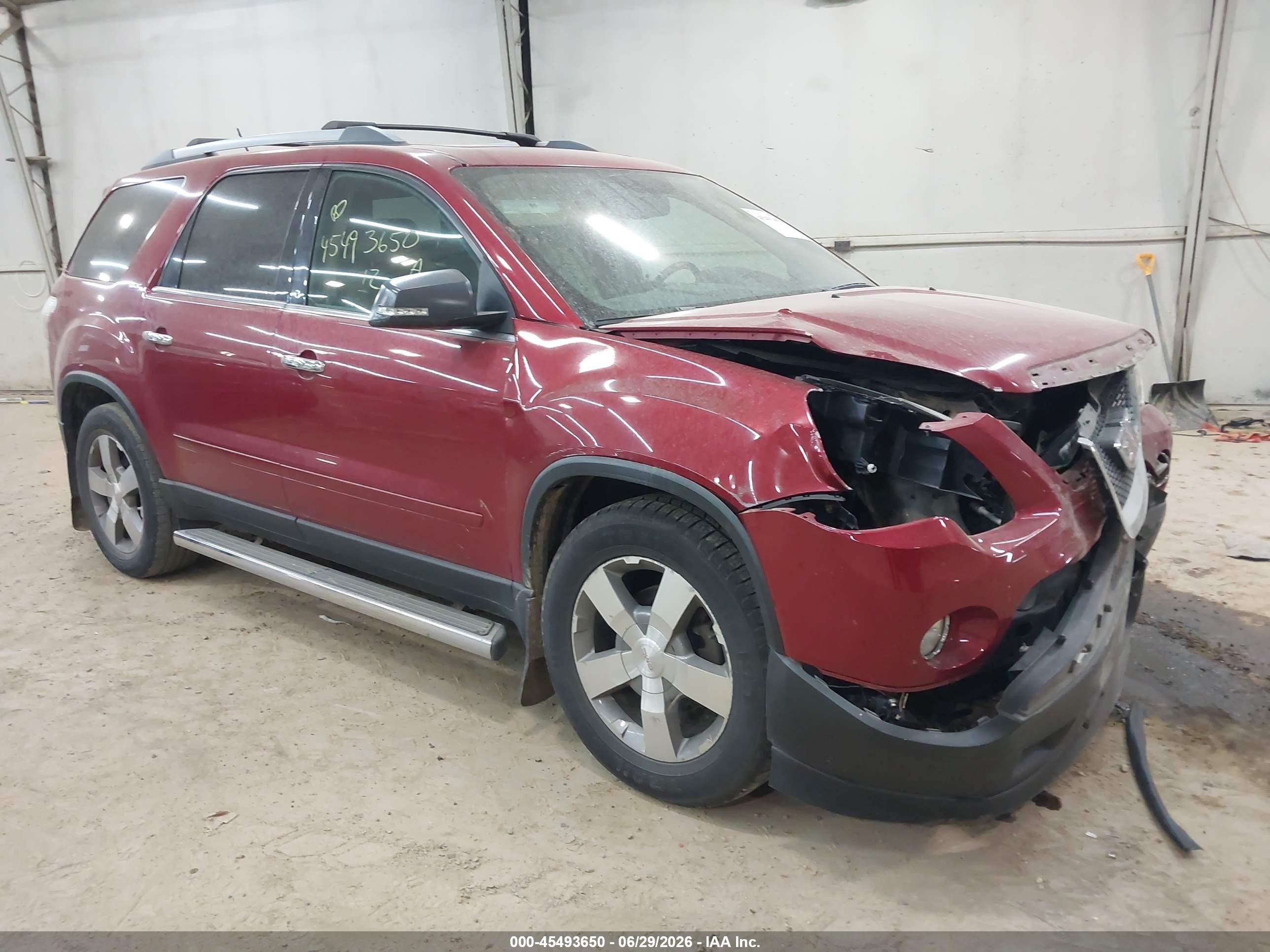 2012 Gmc Acadia Slt-1 Burgundy vin: 1GKKVRED8CJ117869