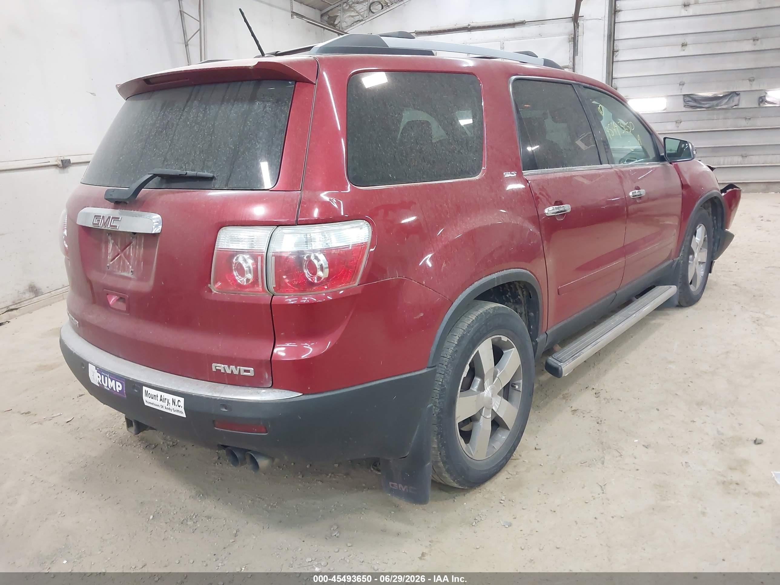 2012 Gmc Acadia Slt-1 Burgundy vin: 1GKKVRED8CJ117869