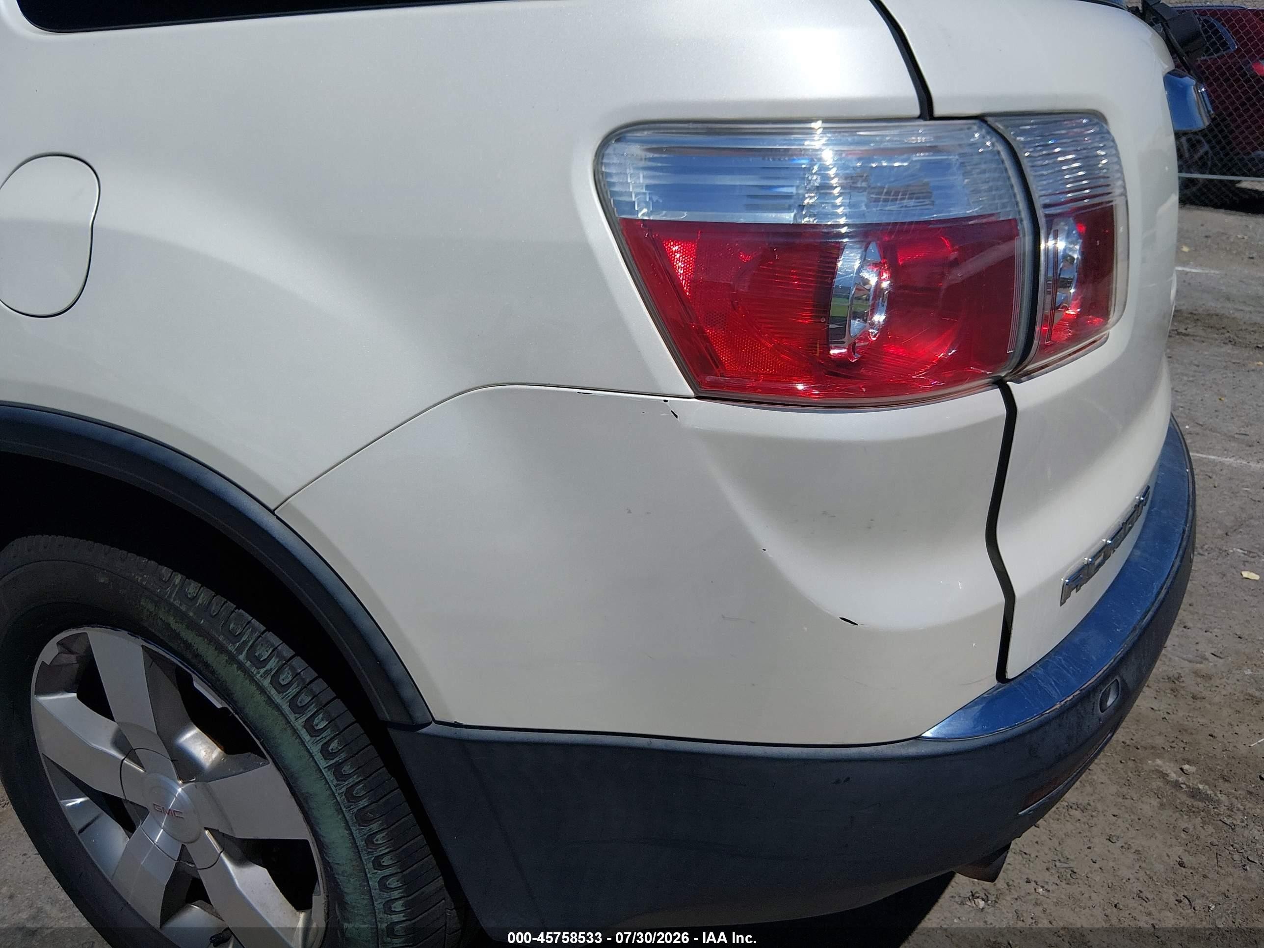 2012 Gmc Acadia Slt-1 White vin: 1GKKVRED8CJ323774