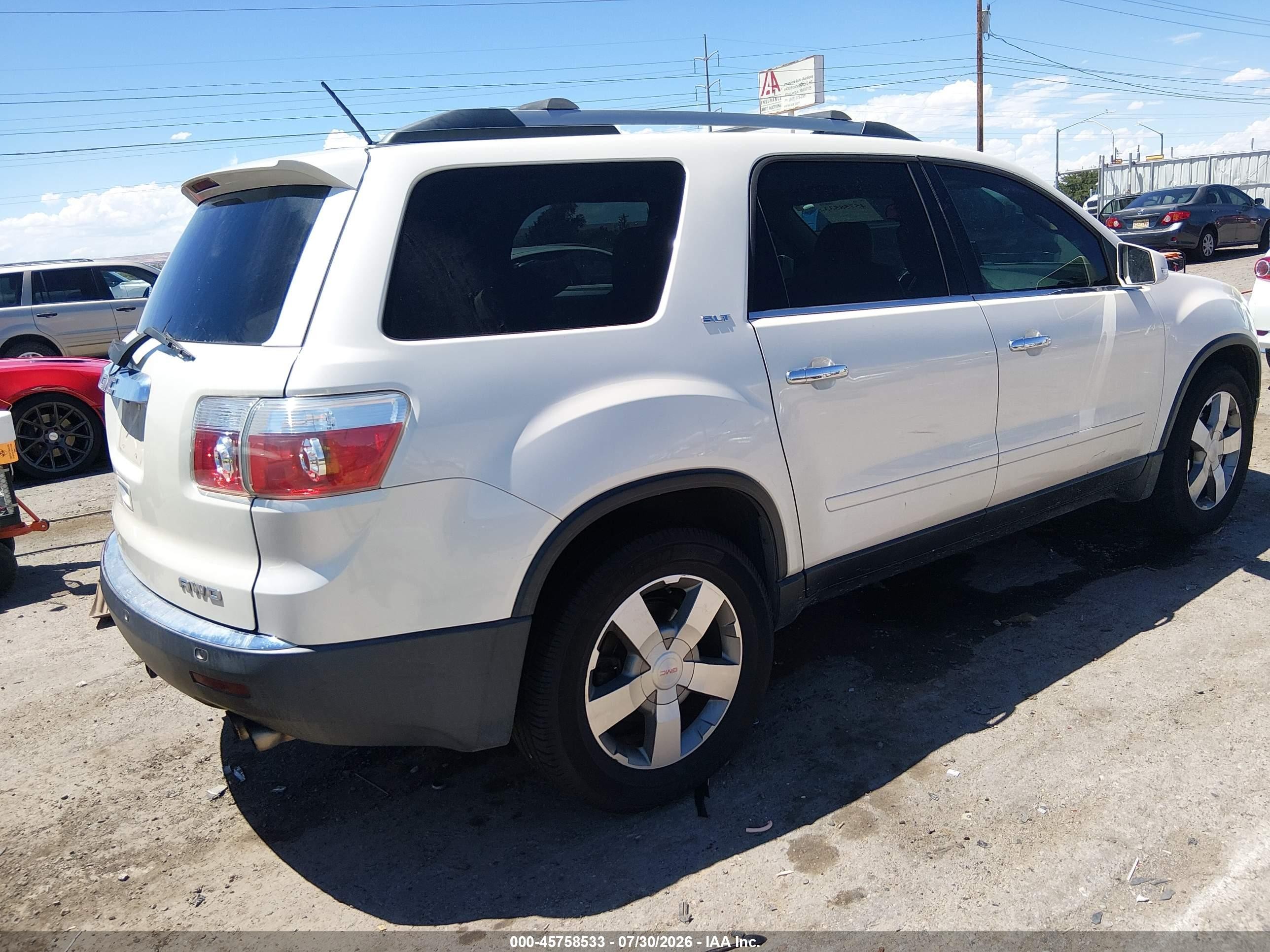2012 Gmc Acadia Slt-1 White vin: 1GKKVRED8CJ323774