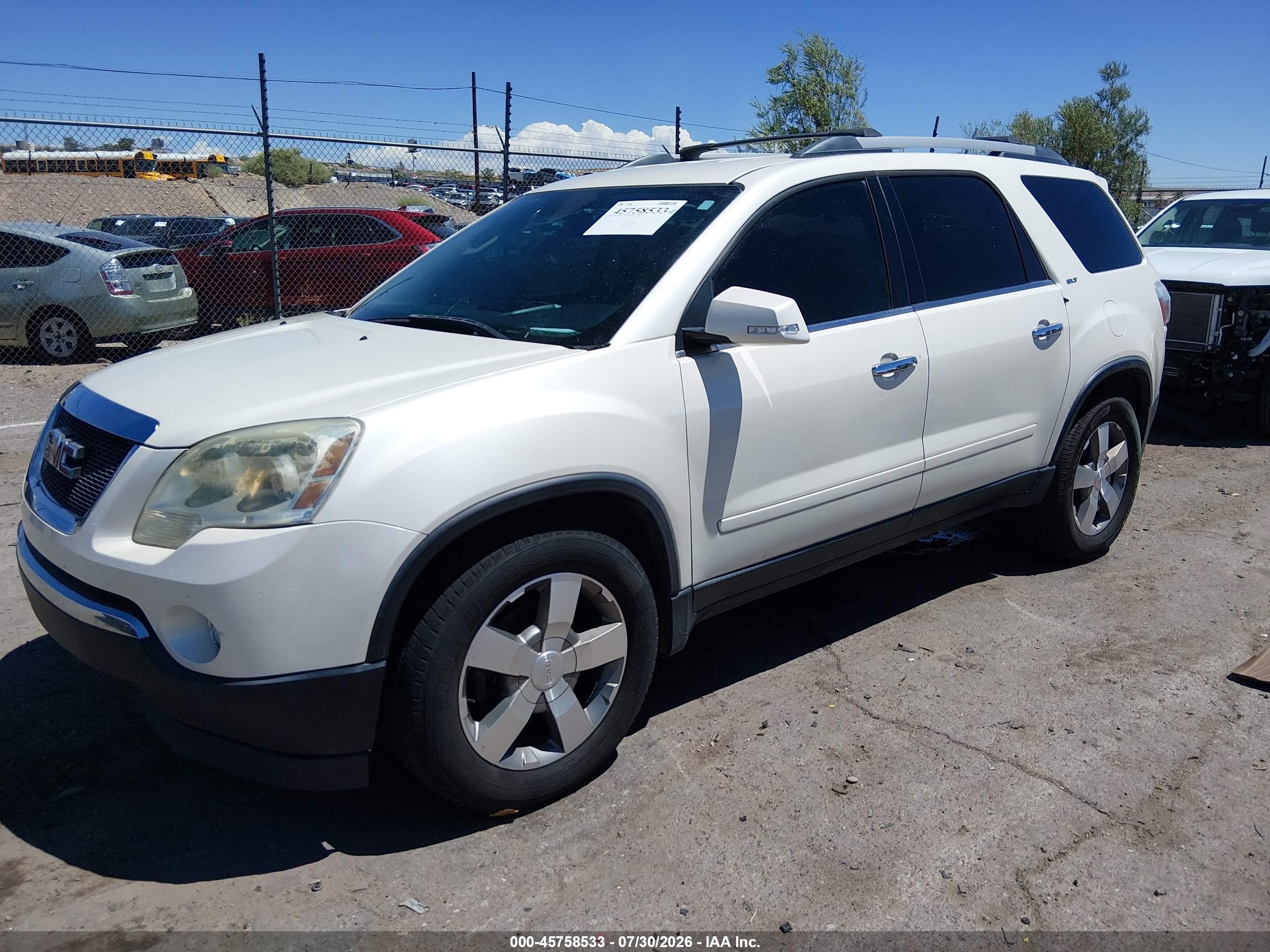 2012 Gmc Acadia Slt-1 White vin: 1GKKVRED8CJ323774