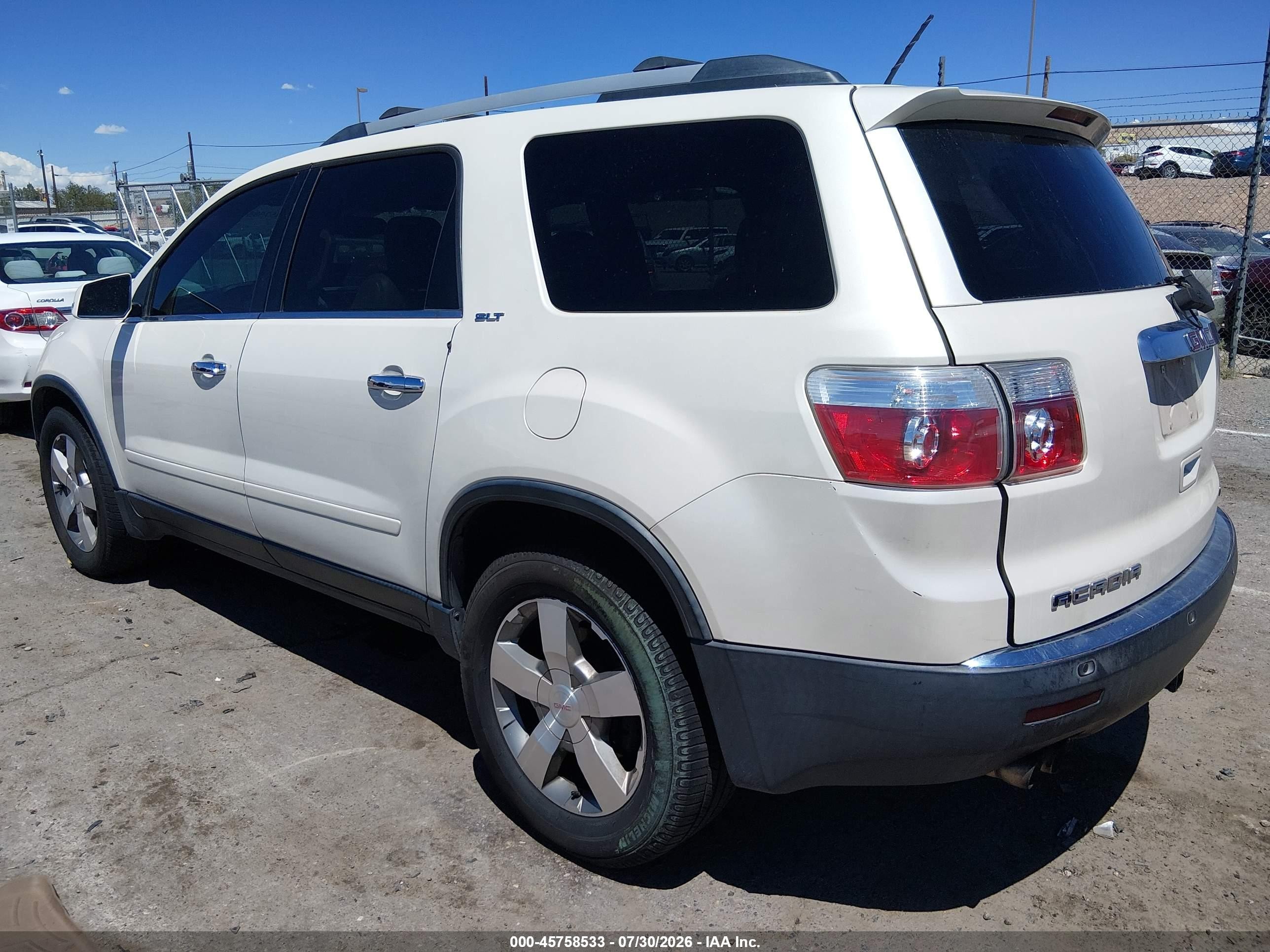 2012 Gmc Acadia Slt-1 White vin: 1GKKVRED8CJ323774