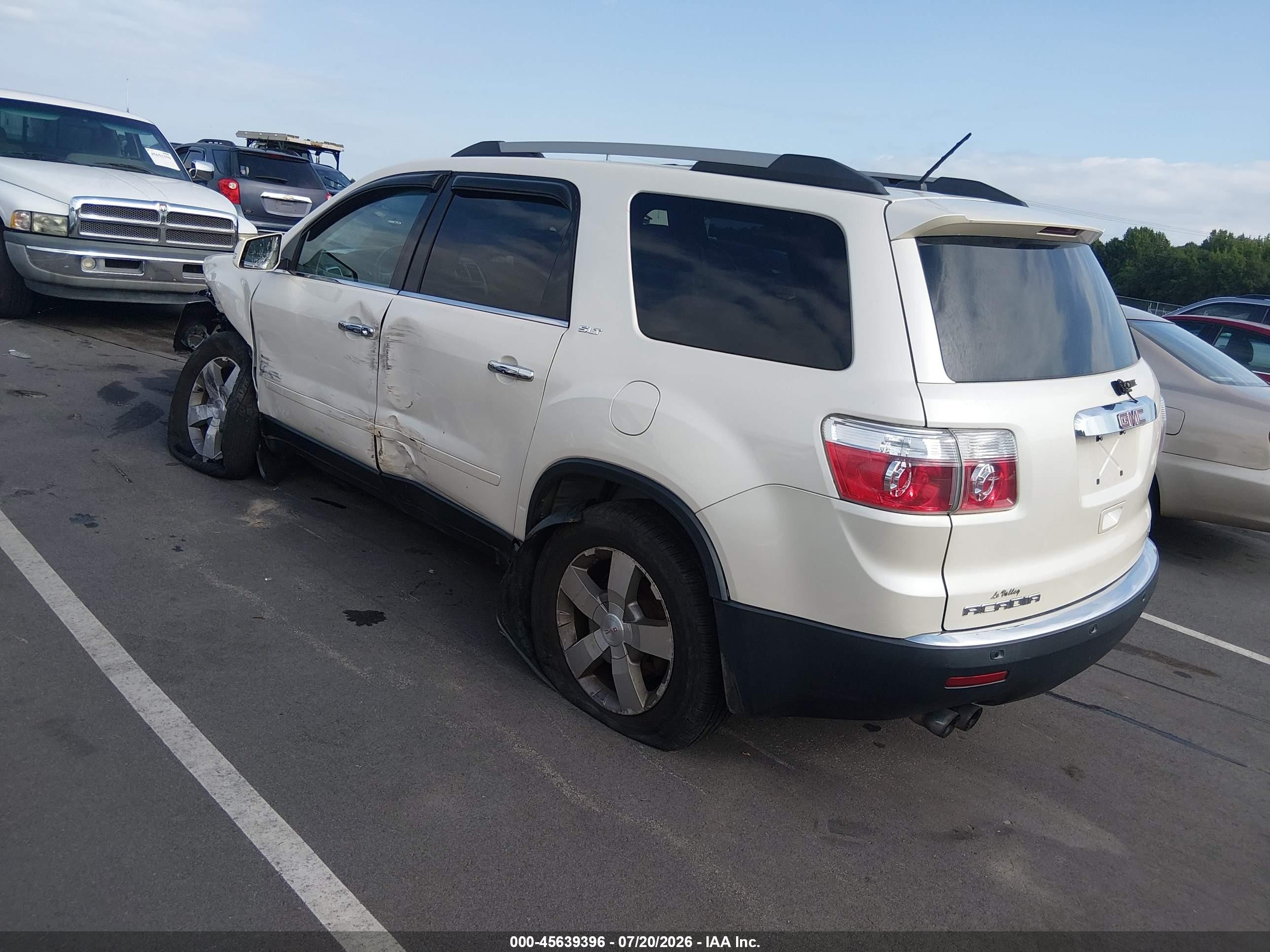 2012 Gmc Acadia Slt-1 White vin: 1GKKVRED9CJ350658