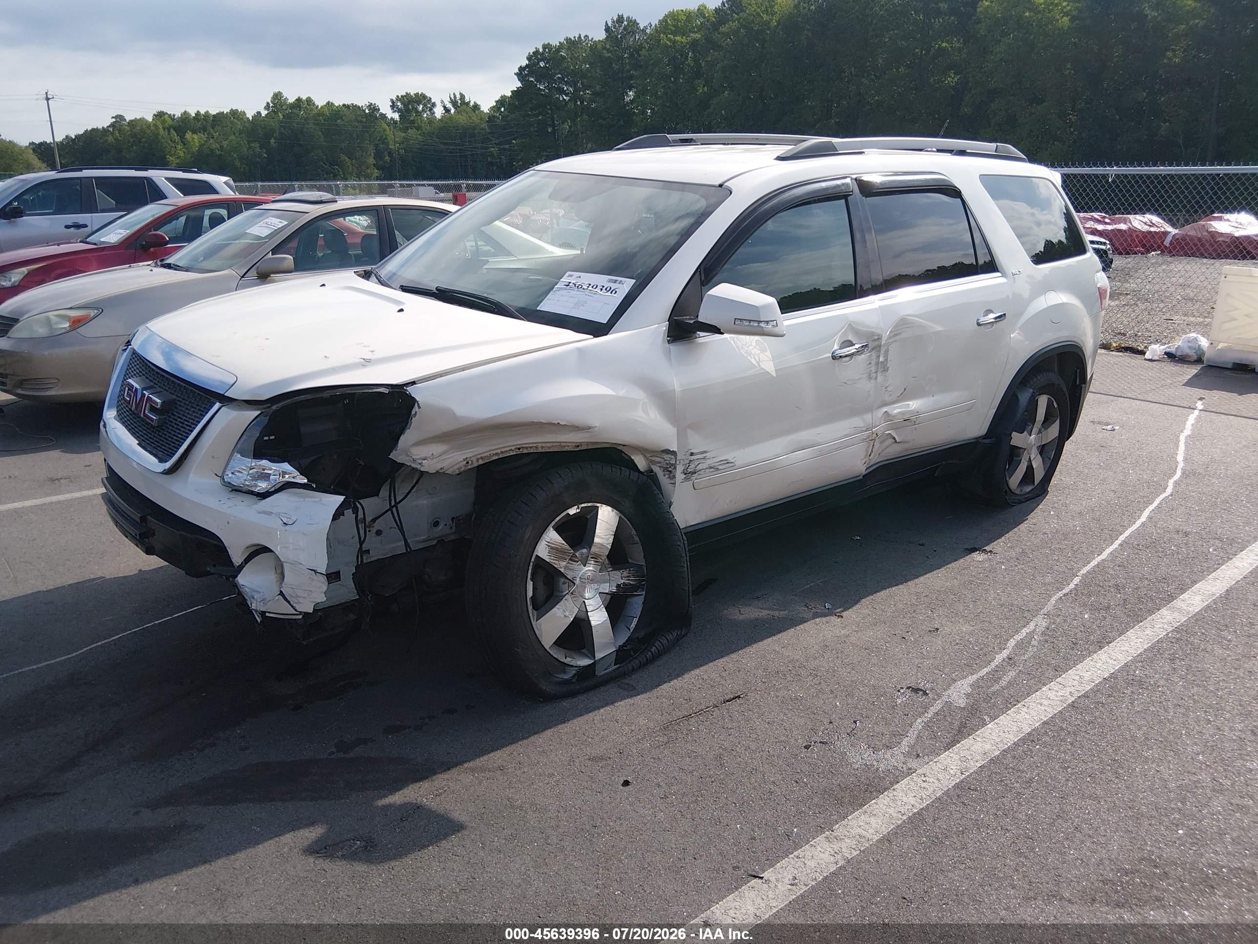 2012 Gmc Acadia Slt-1 White vin: 1GKKVRED9CJ350658