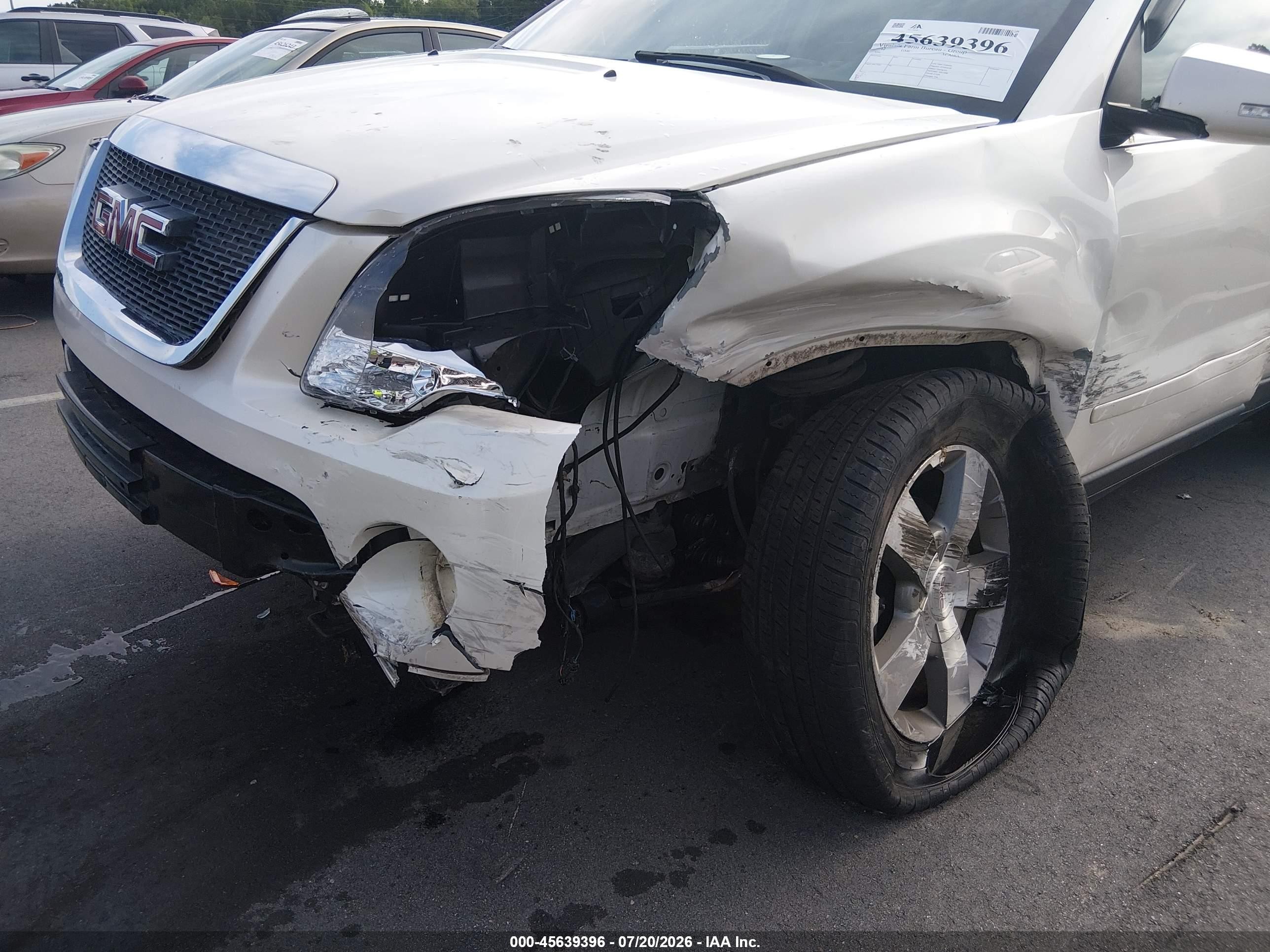 2012 Gmc Acadia Slt-1 White vin: 1GKKVRED9CJ350658