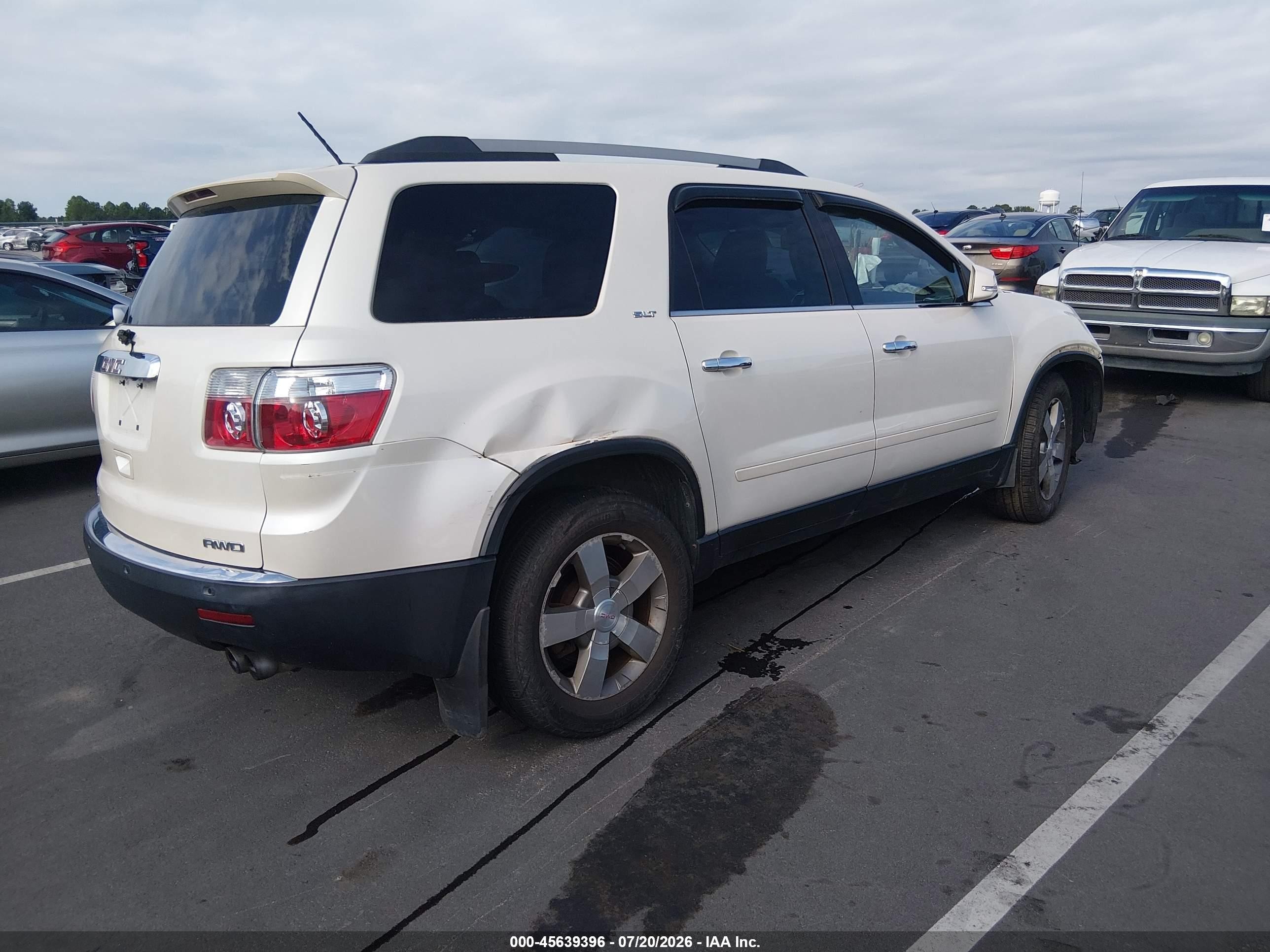 2012 Gmc Acadia Slt-1 White vin: 1GKKVRED9CJ350658