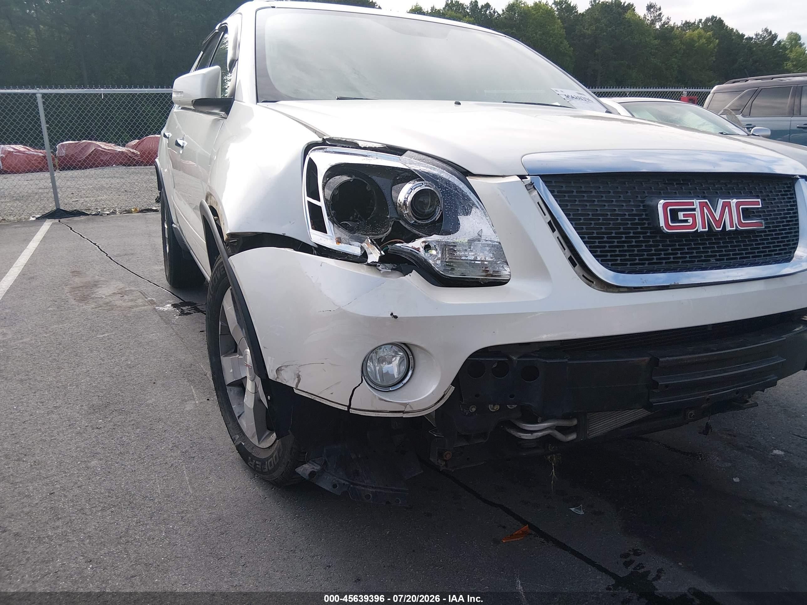 2012 Gmc Acadia Slt-1 White vin: 1GKKVRED9CJ350658